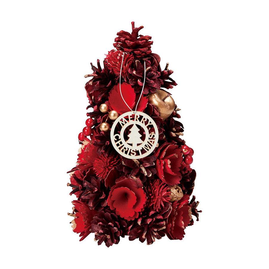 PASEO 23cm Red Desktop Christmas Tree - Lightweight (270g) for Home, Office & Holiday Decorations
