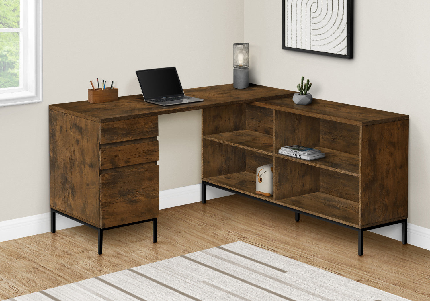 Dova Desk - Premium Brown Wooden Office Desk for Home & Workspace | Stylish & Durable Writing Table for Study, Remote Work & Small Spaces
