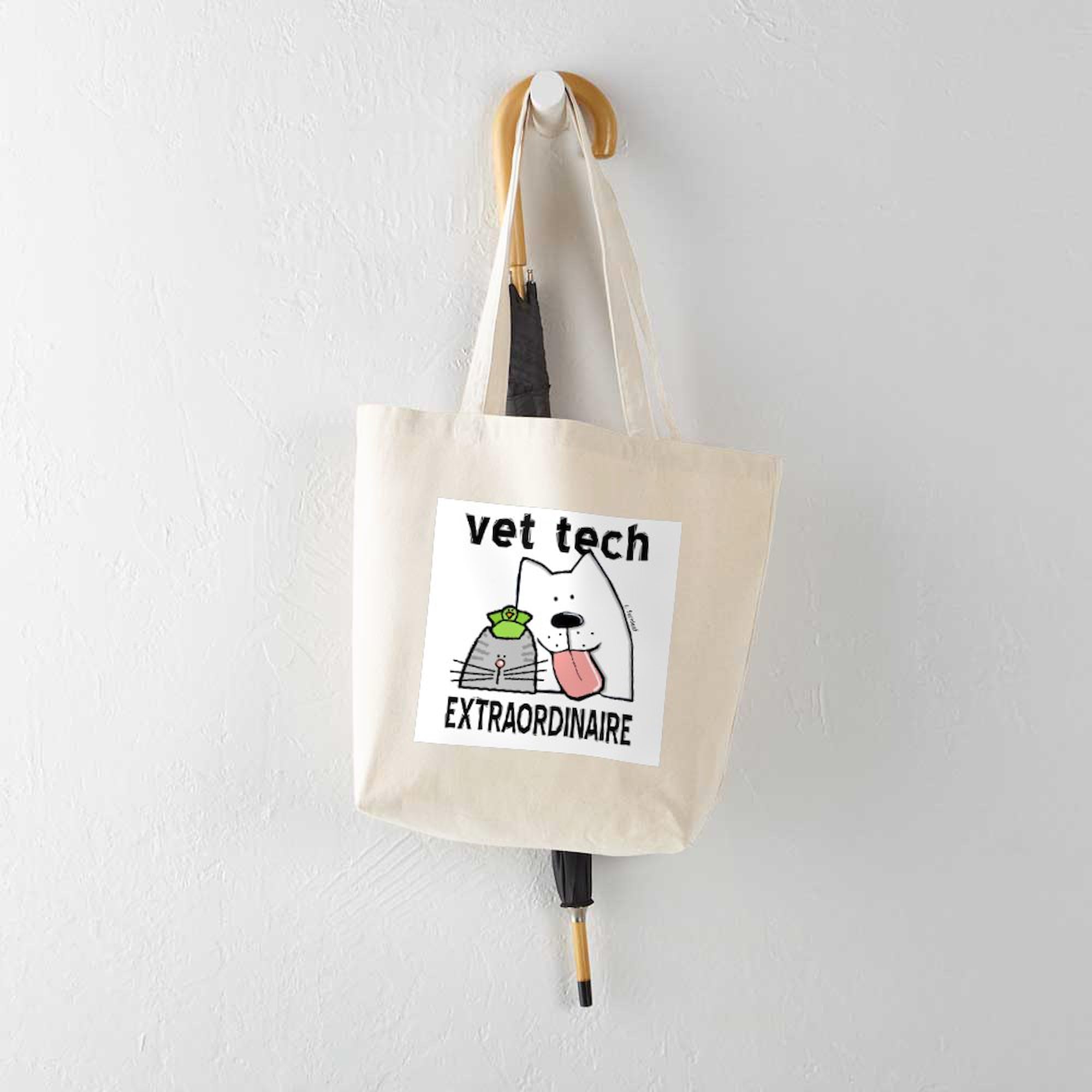 Vet Tech Extraordinaire Tote Bag - Natural Canvas Reusable Shopping Bag for Veterinary Professionals | Perfect for Work, School & Groceries