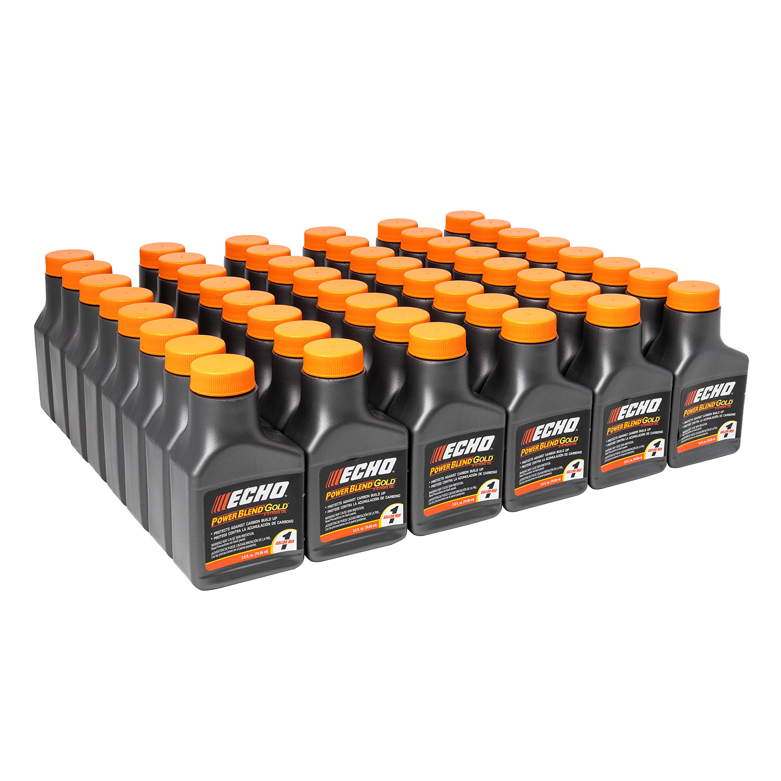 Echo Power Blend Gold Oil Mix 50:1 - High-Performance Semi-Synthetic 2-Cycle Engine Oil for 2-Stroke Outdoor Power Equipment - Low Smoke Emission - 2.6 fl oz (48 Pack) - Ideal for Chainsaws, Lawn Mowers, Trimmers & Other Outdoor Tools