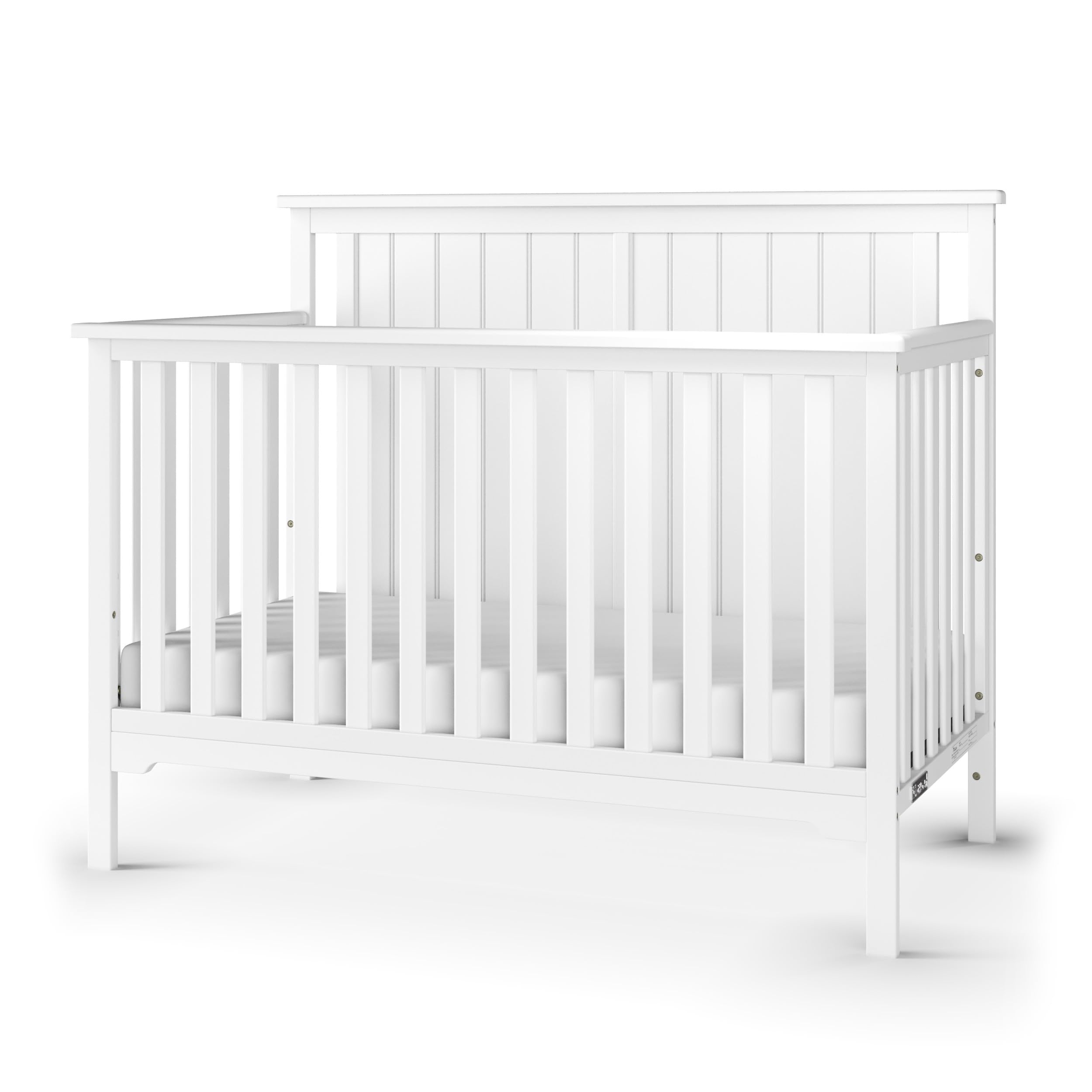 Child Craft Cottage Flat Top 4-in-1 Convertible Crib & Dresser Nursery Set - 3-Piece Baby Furniture with Topper - Grows with Your Child - Matte White Finish for Modern Nurseries & Bedrooms