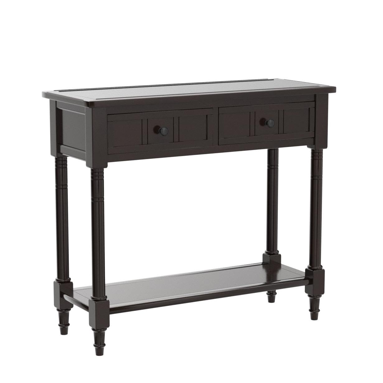 P PURLOVE Wooden Sofa Table with 2 Drawers - Entryway Console Table with Storage for Living Room, Hallway & Entry - Espresso Finish for Home Decor & Organization