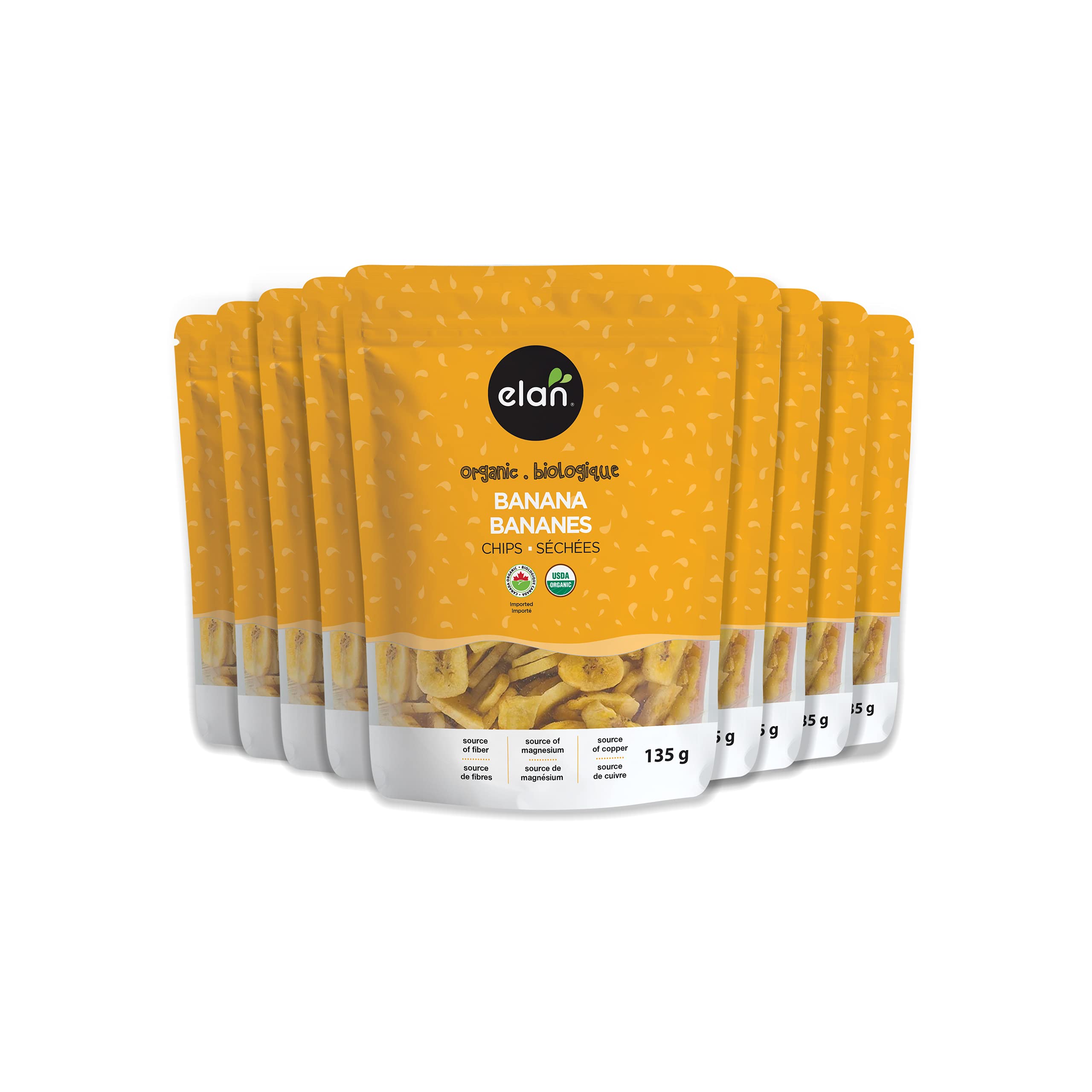 Organic Banana Chips - Non-GMO, Vegan, Gluten-Free, Kosher Snacks | Sweetened with Organic Sugar | Crunchy & Sweet | 8 Pack of 4.8 oz Bags | Perfect for Healthy Snacking, Lunch Boxes & On-the-Go Energy