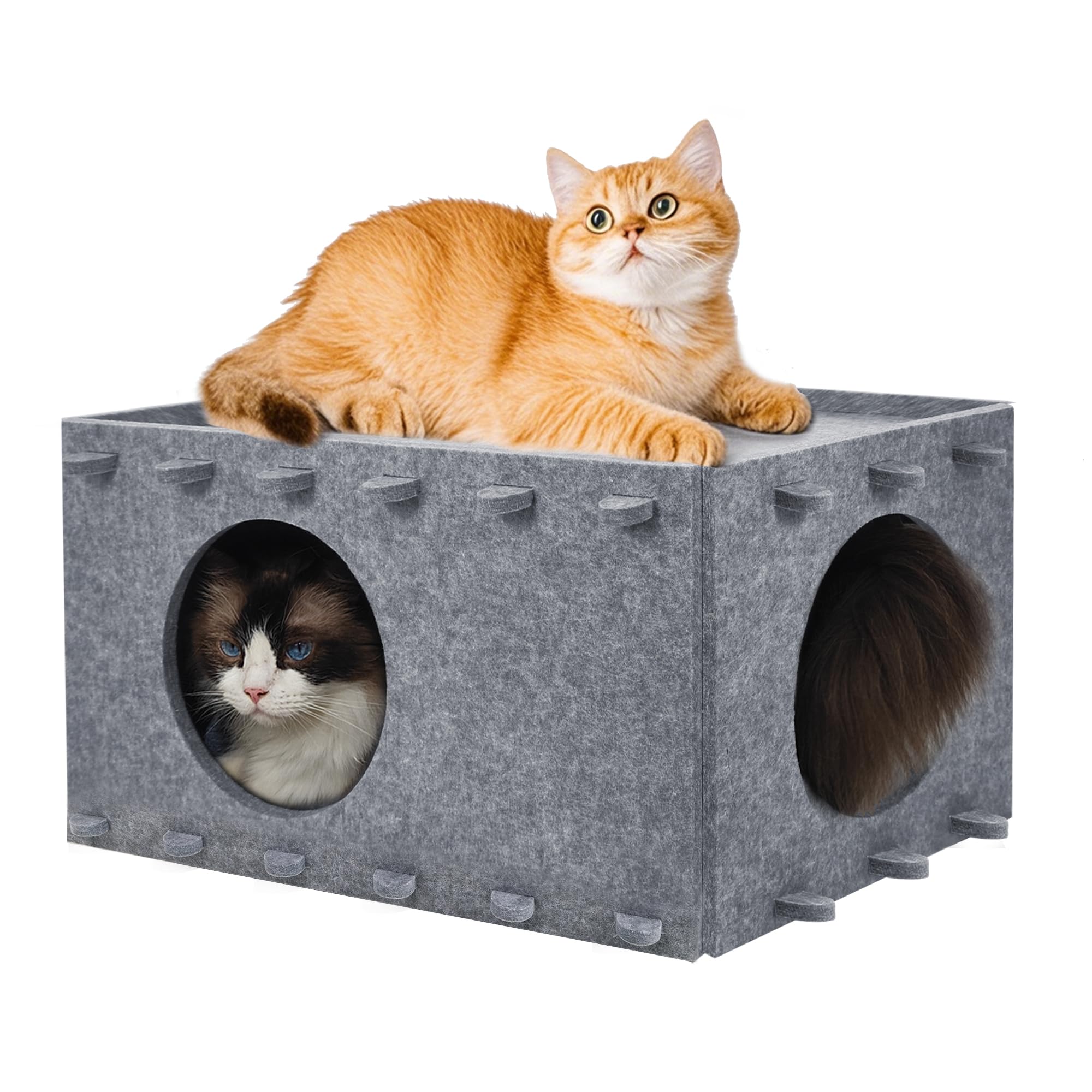 Premium Cat Bed for Indoor Cats - Large & Multi-Cat Cave House with Scratch-Resistant Design - 22x14.2x12 Inch Gray Pet Hideaway for Cozy Napping & Play - Perfect for Living Rooms, Bedrooms & Pet-Friendly Spaces