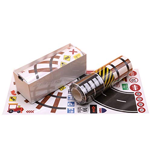 Road & Railway Washi Tape Set with 160 Road Sign Stickers - DIY Scrapbooking, Journaling, Planner Decoration for Kids & Adults - Perfect for Craft Projects, Bullet Journals, and School Supplies
