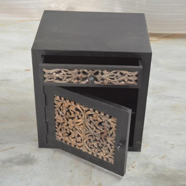 Exquisite Dynasty Carved Jali Panel Side Table - Handcrafted Wooden Accent Table for Living Room, Bedroom & Patio Decor - Traditional Indian Furniture for Home & Office Use