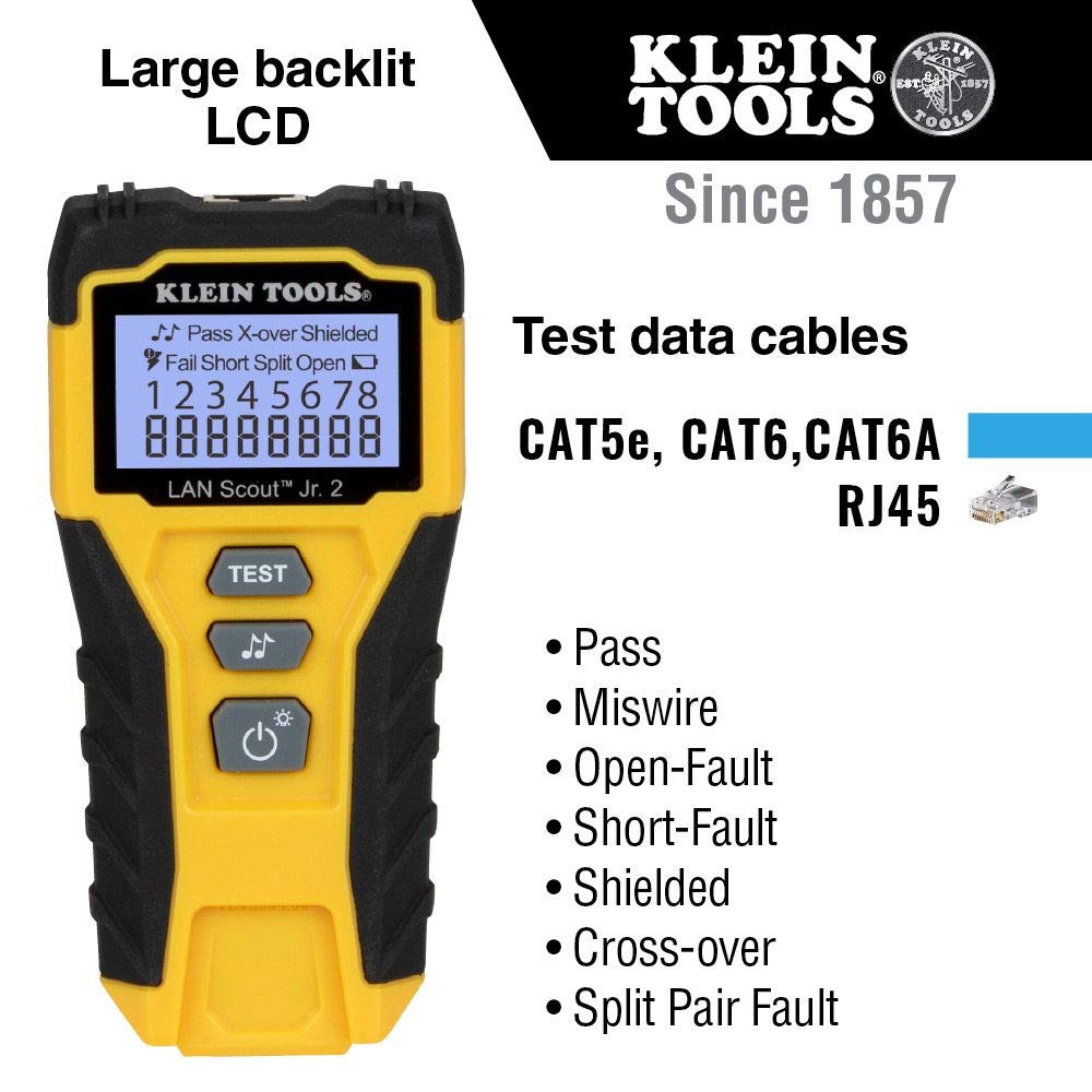 Klein Tools Ethernet Cable Tester and Crimper Kit - Professional Network Cable Tester with RJ45 Connectors for Cat5 Cat6 Cables - Perfect for IT Technicians, Network Installations & Home Office Setup