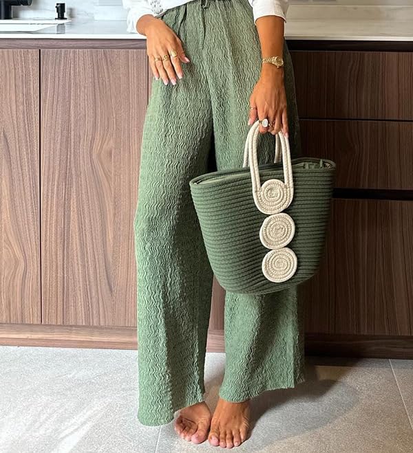 Women's 2-Piece Lounge Set - Soft V-Neck Button Crop Top & Flowy Wide Leg Pants Outfit | Comfy Matching Pajama Set for Home, Yoga & Relaxation