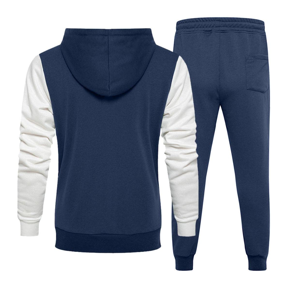 Men's Casual Tracksuit 2-Piece Set - Long Sleeve Hooded Running Jogging Athletic Sportswear for Gym, Workout & Outdoor Activities