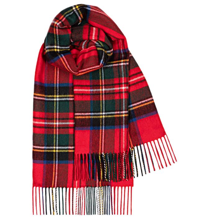 Bobbie Royal Stewart Tartan Lambswool Stole - Premium Scottish Tartan Shawl for Women, Soft Winter Wrap for Christmas, Weddings & Formal Events