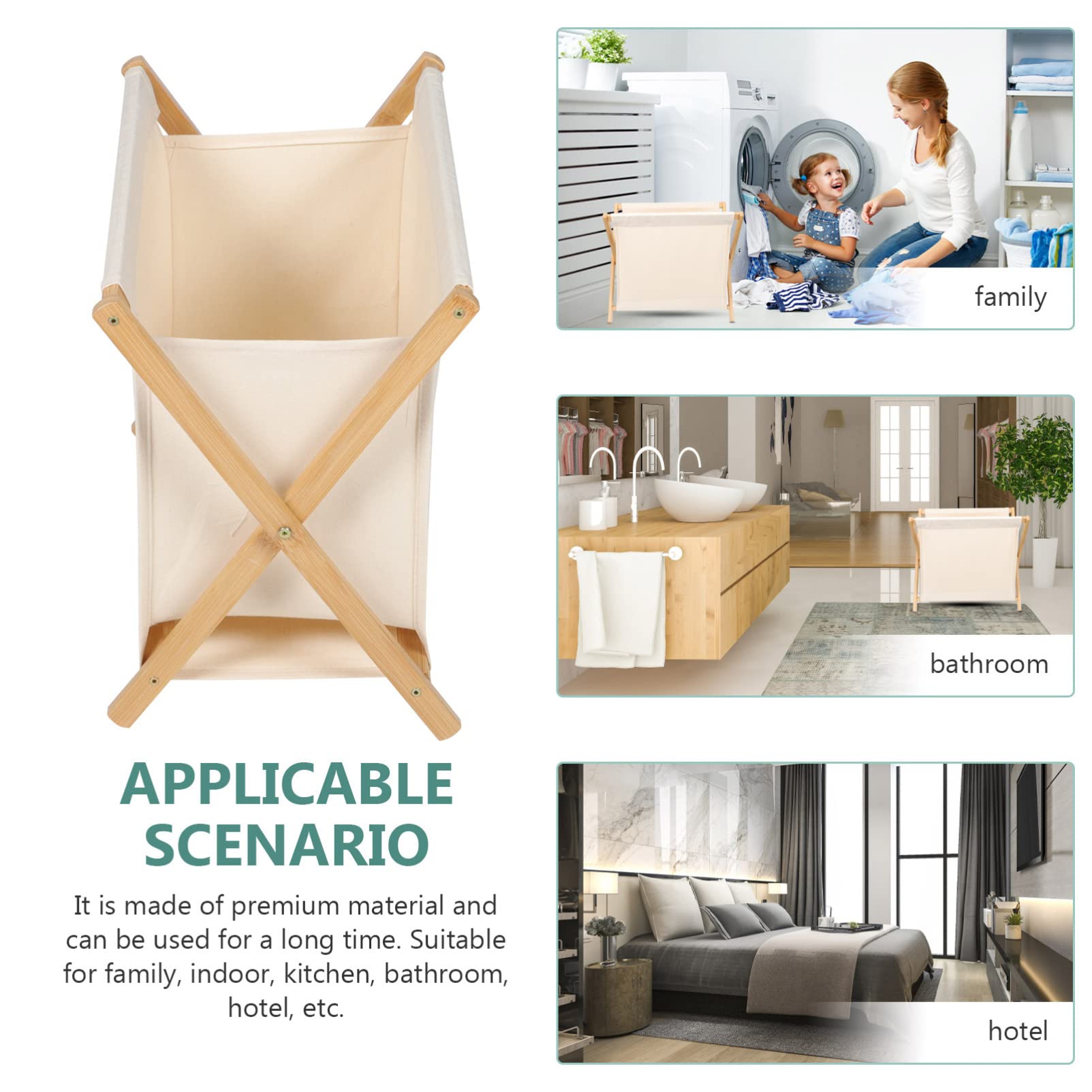 **Large Bamboo Wood Laundry Hamper Sorter Cart with Stand - Foldable X-Frame Design for Blankets, Clothes, Pillows, Towels & Baby Nursery - Perfect for Bedroom, Laundry Room & Dorm Organization**
