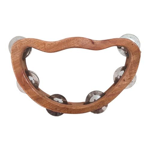 Premium Handcrafted Wooden Tambourine - Natural Musical Percussion Instrument for Kids, Adults, Church & Worship, Music Classes & Performances