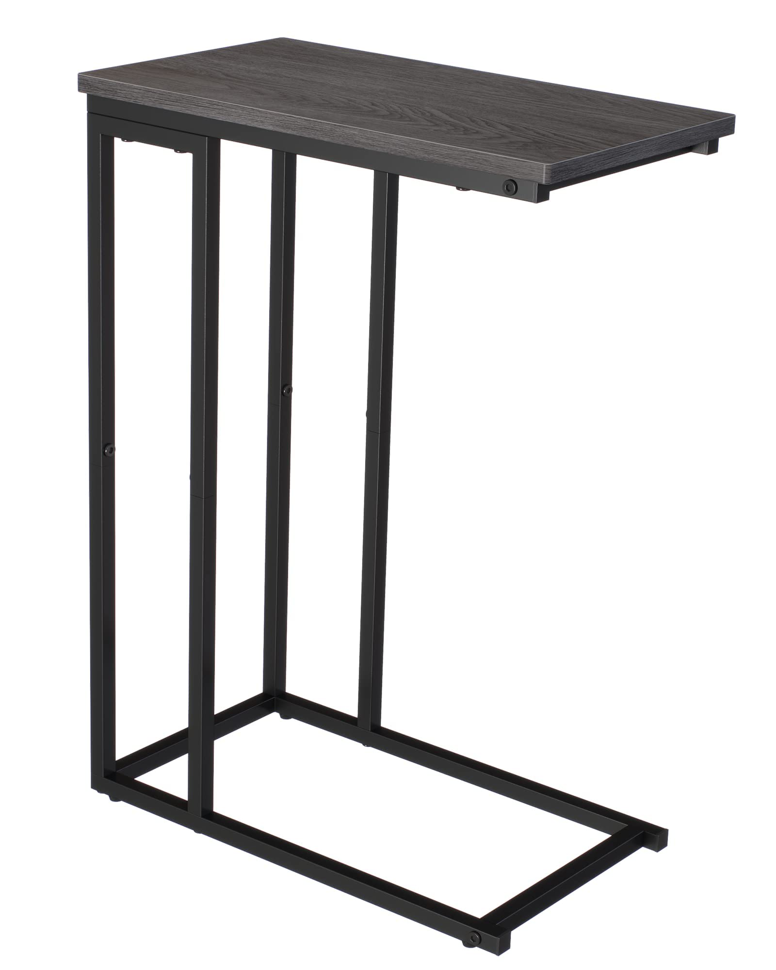 Slim Narrow C-Shaped End Table for Sofa & Bed - Slide Under Furniture, Small Space-Saving Side Table for Living Room, Bedroom, Office - Easy Assembly Grey - Perfect for Coffee, Laptop, Snacks & Reading