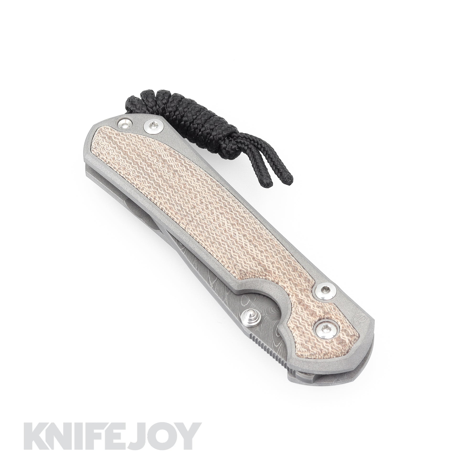 Chris Reeve Knives Small Sebenza 31 LH - Natural Canvas Micarta Inlay Drop Point Boomerang Damascus Folding Pocket Knife | EDC, Outdoor Survival, Camping & Hunting Gear