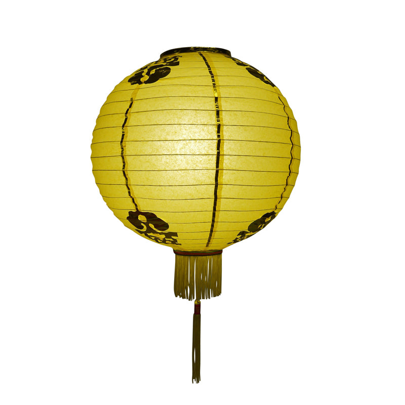 12 Pack Yellow Traditional Chinese Paper Lanterns with Tassels - Asian Festival Decorations for Lunar New Year, Weddings & Home Party Decor