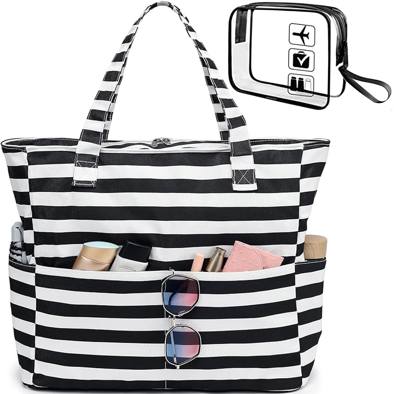 Waterproof & Sandproof Beach Tote Bag for Women - Large Zippered Pool Bag with Wet Pocket - Perfect for Swimming, Gym, Shopping & Travel Accessories
