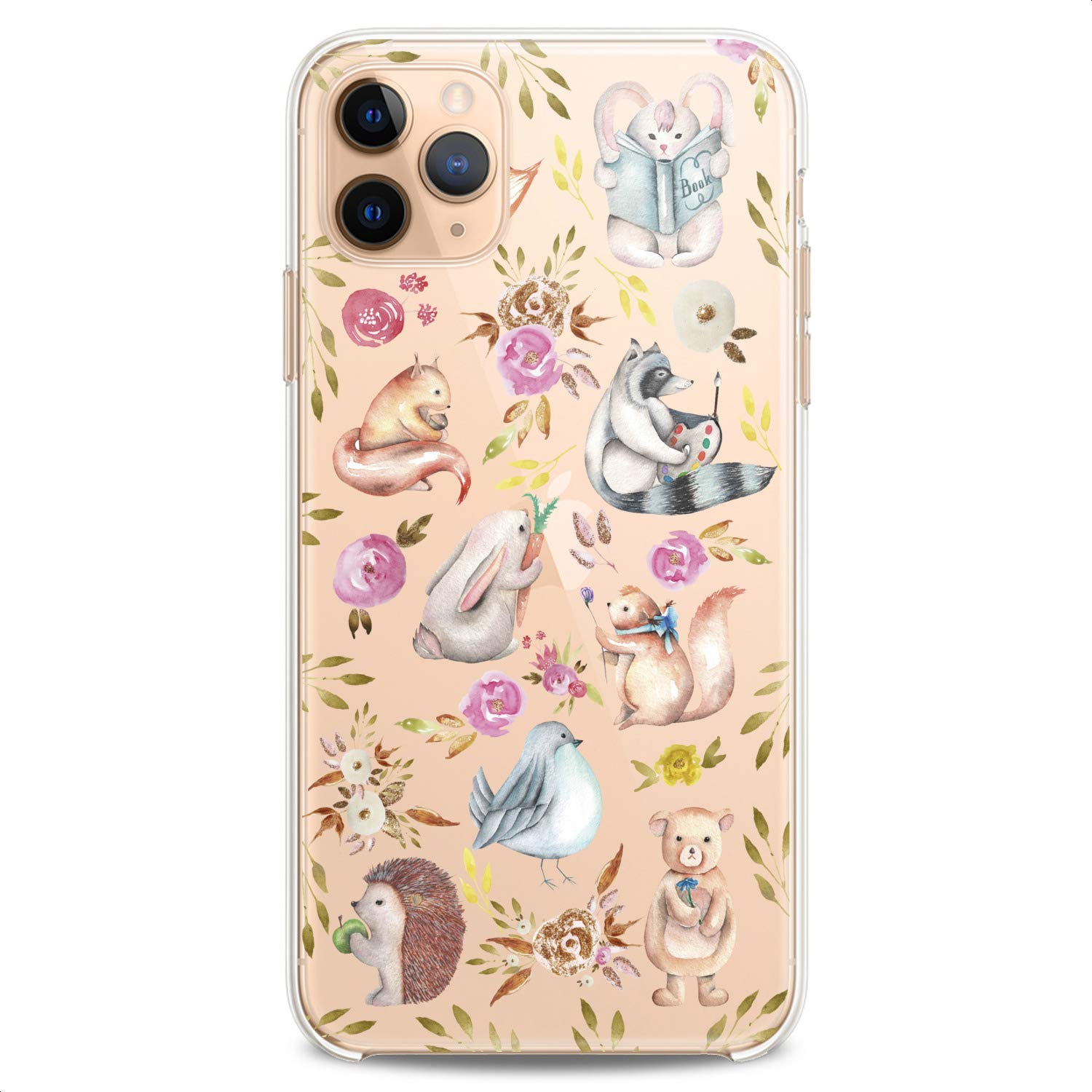 Premium Slim Clear TPU Phone Case for iPhone 16/15/14/13/12/11 Pro Max/Plus/Mini/XS/XR/X/8+/7/6/5/SE - Cute Bunny Fox Animal Flower Design for Women Girls Kids - Flexible Shockproof Silicone Protective Cover for Daily Use, School & Work