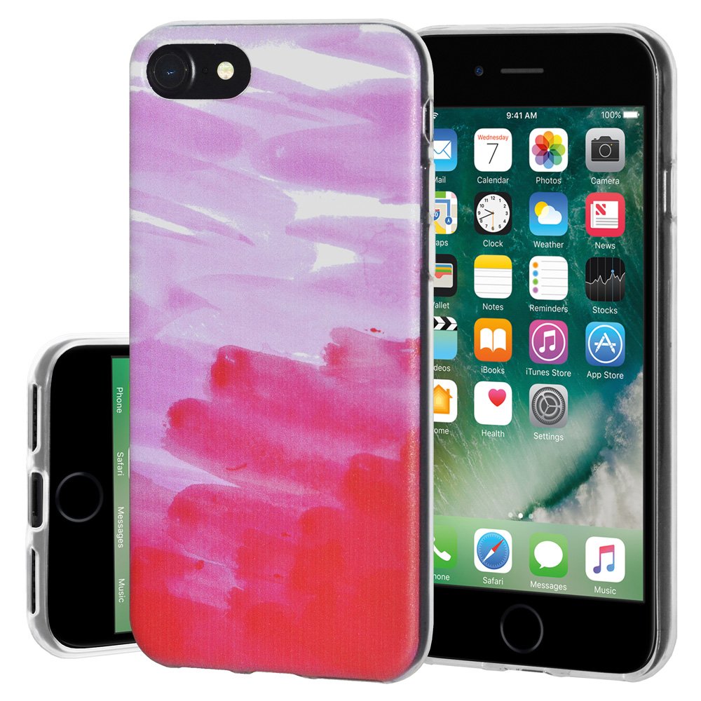 AMZER Soft Gel Designer Graphic TPU Skin Case for Apple iPhone 7 - Abstract Pink | Slim Protective Cover | Perfect for Everyday Use, Travel & Work