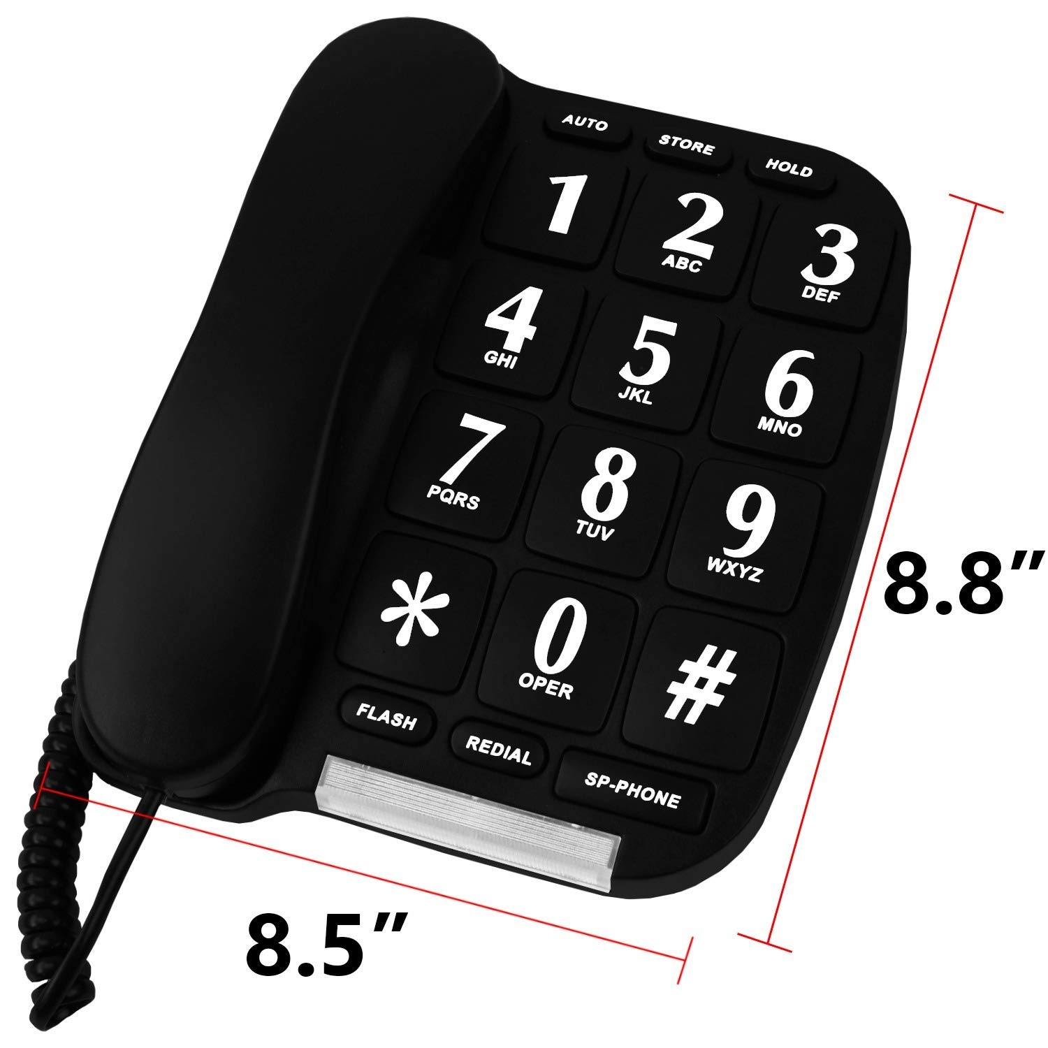 Large Button Corded Phone for Seniors - Wall Mount or Desktop Telephone with Loud Speaker & Caller ID Memory - Perfect for Elderly, Home, and Office Use