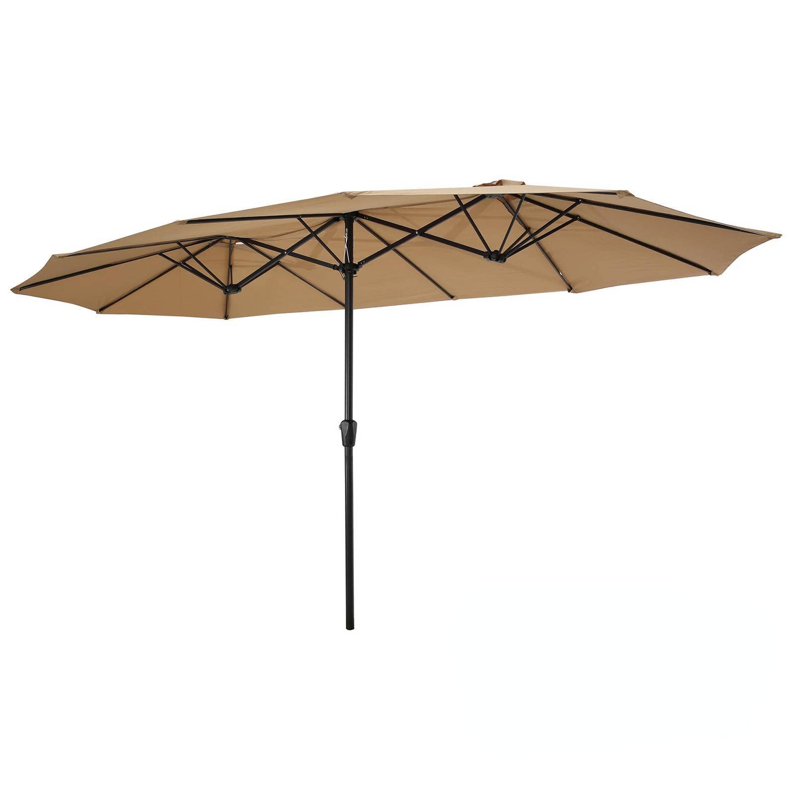 15x9ft Large Double-Sided Rectangular Outdoor Steel Twin Patio Market Umbrella with Crank Handle - Burgundy Red for Backyard, Poolside, and Commercial Use