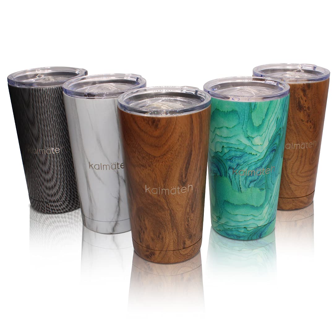 Kalmateh 16 oz Vacuum Insulated Stainless Steel Tumbler with Slider Lid - Leakproof Travel Mug for Hot & Cold Drinks - Perfect for Office, Gym, Hiking & Car Commute - Includes Gift Box