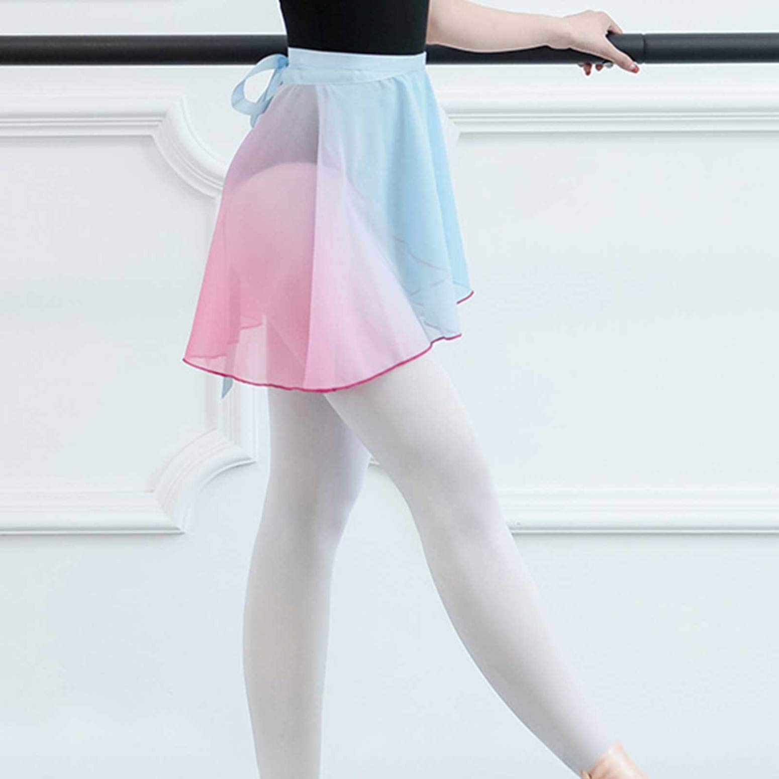 Aislor Women's Classic Ballet Wrap Skirt - Gradient Chiffon Dance Skirt with Adjustable Waist Tie for Ballet, Jazz, Contemporary Dance & Performance