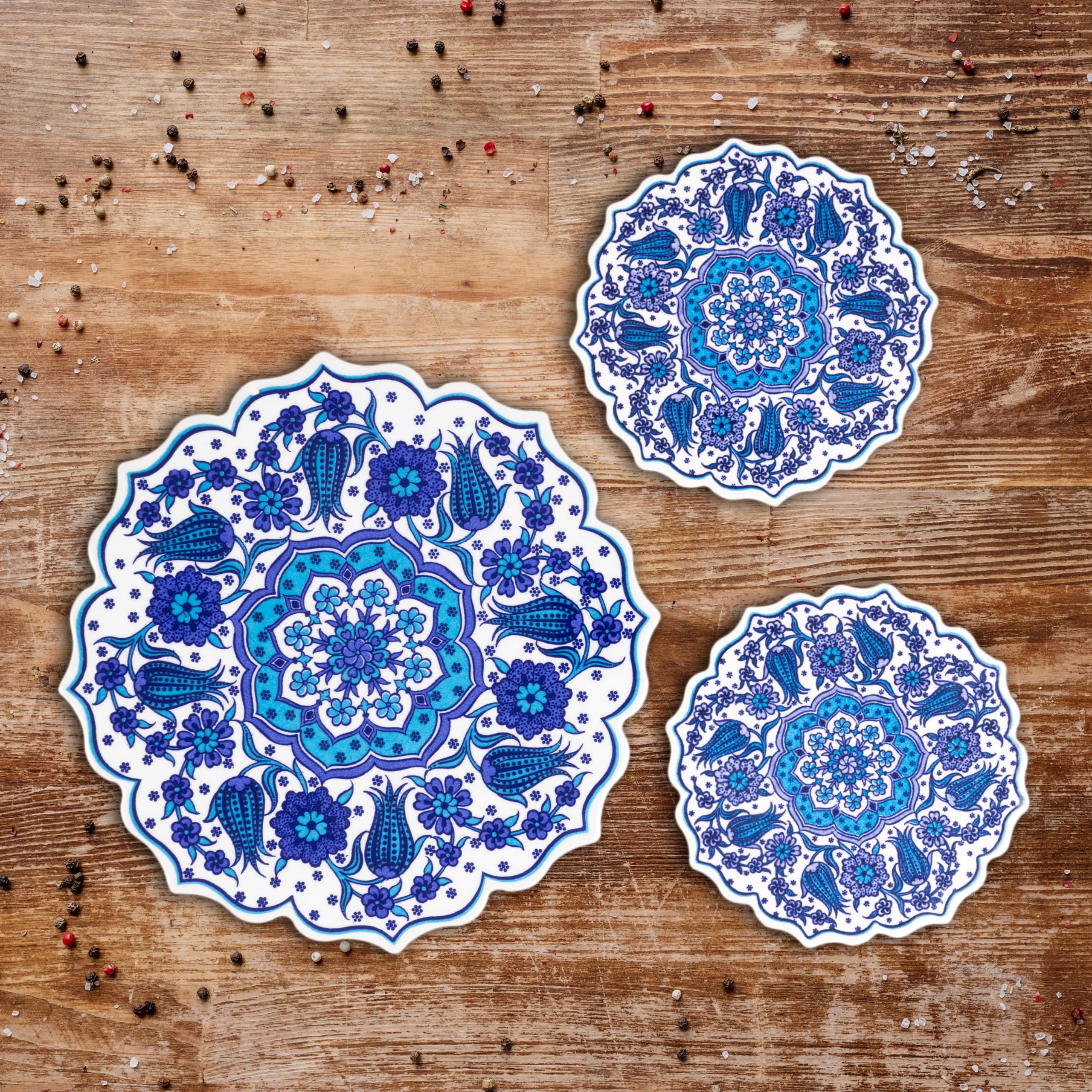 Decorative Heat Resistant Trivet Set for Hot Pots, Pans & Dishes - Scratch Proof Oven Trivets & Coasters for Kitchen & Dining - Perfect Housewarming Gift for Cooking & Serving Hot Meals