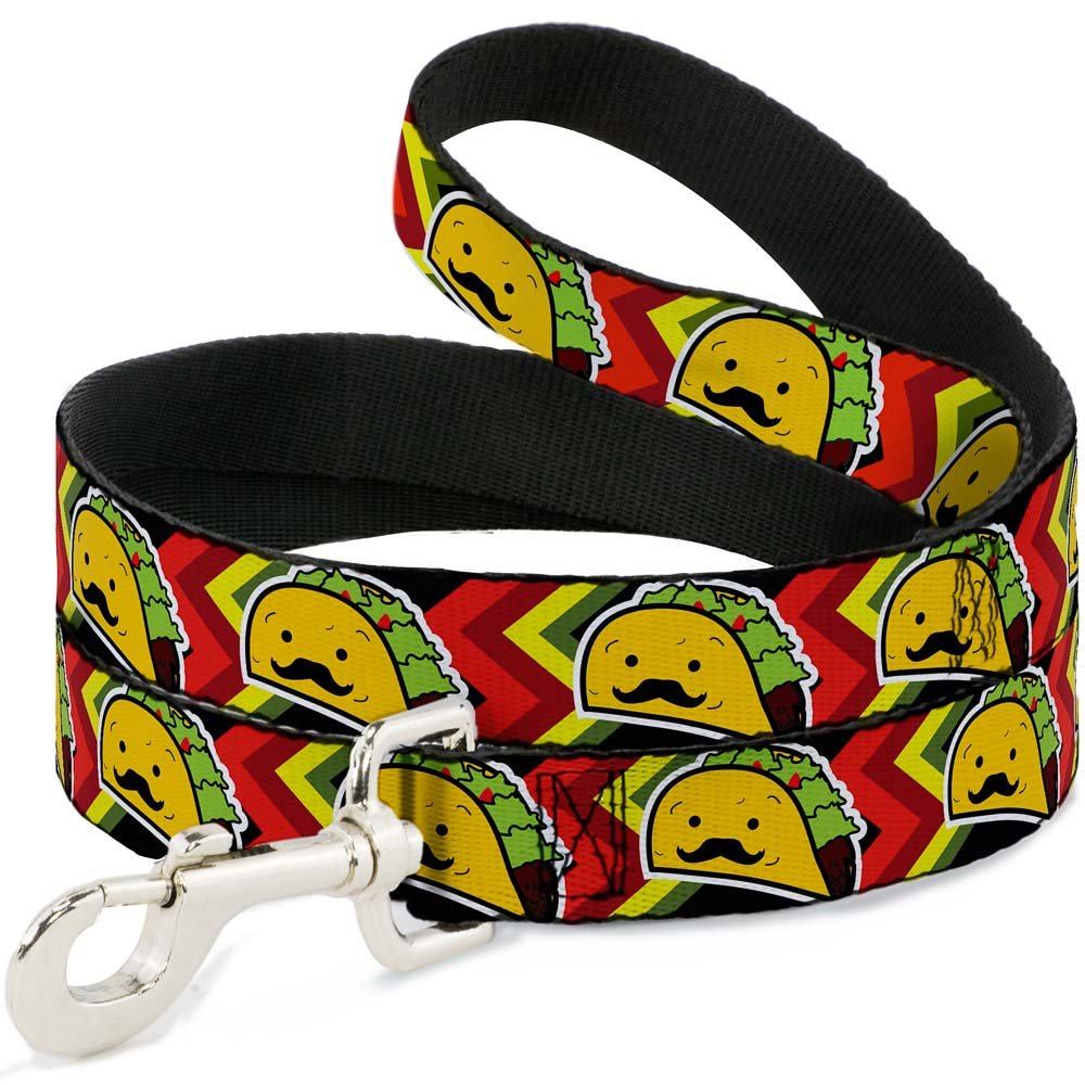Buckle-Down 4FT Pet Leash for Dogs - 1 Inch Wide Adjustable Taco Man Design - Perfect for Walking, Training & Outdoor Adventures