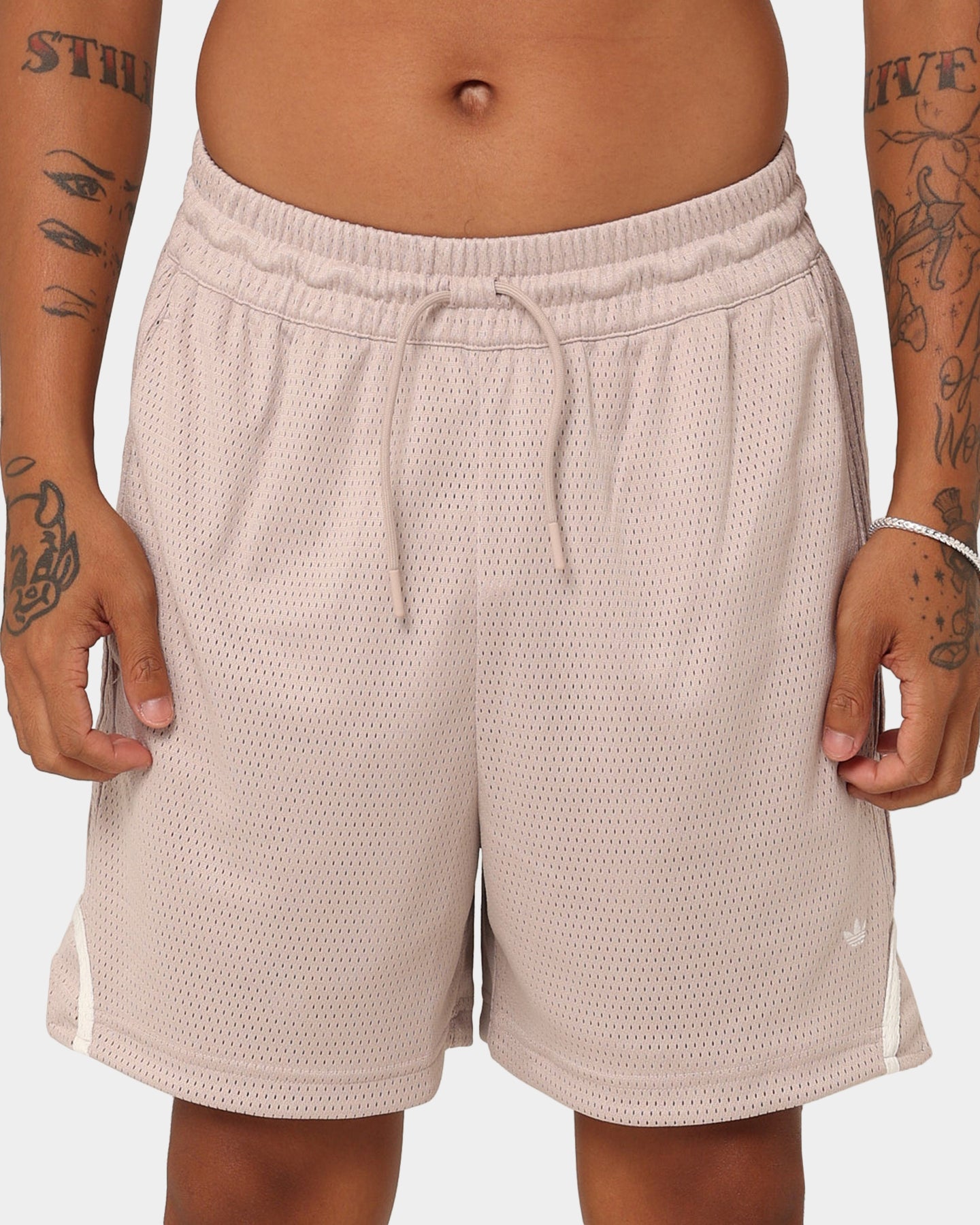 Adidas Men's Basketball Shorts - Wonder Taupe/Off White Mesh Athletic Shorts for Training & Casual Wear | Lightweight & Breathable for Sports & Gym