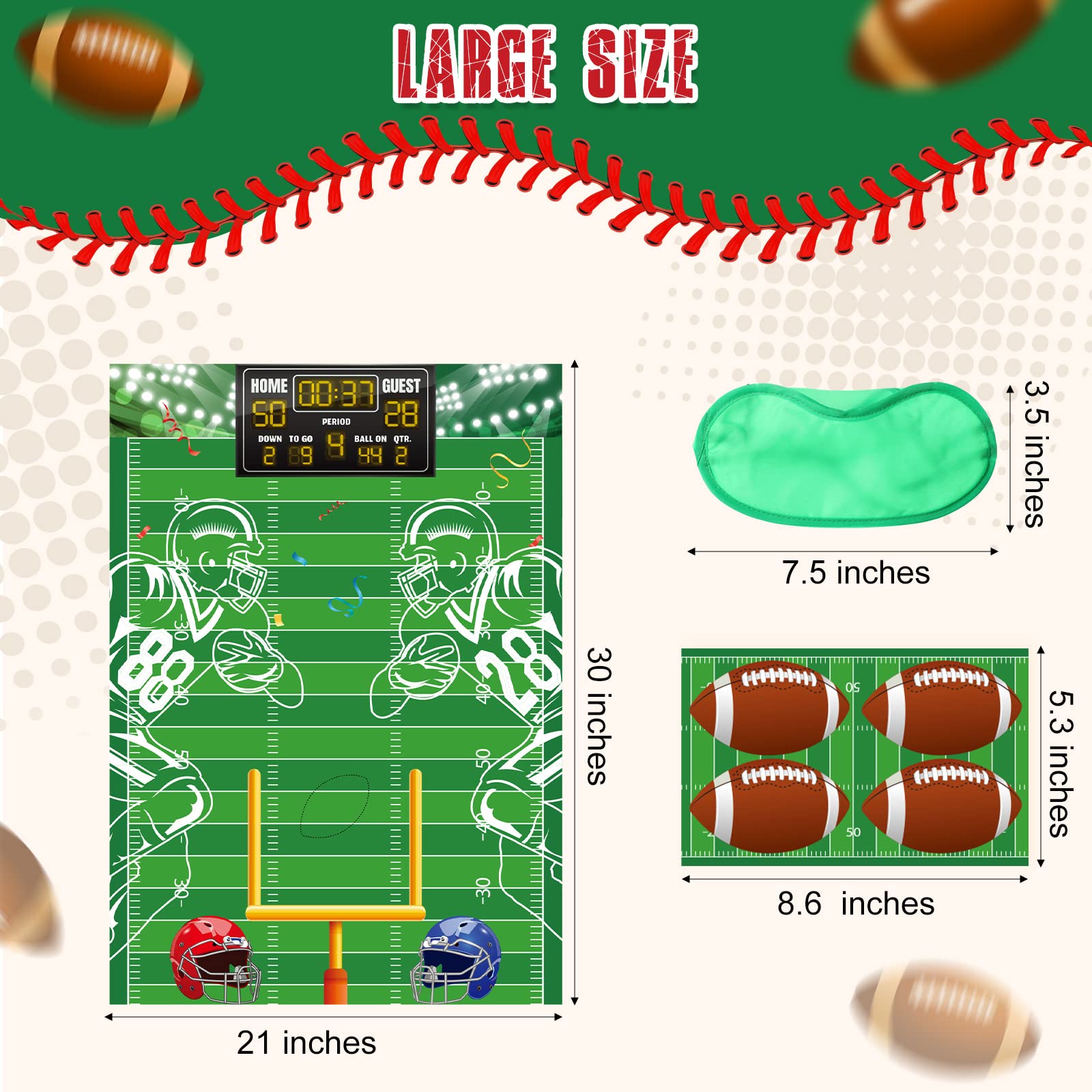 48 Pcs Football Party Stickers - Pin The Football Game for Kids Birthday Party Decorations & Activities - Large Goalpost Pin Game - Perfect for Sports Themed Parties, School Events & Family Game Nights