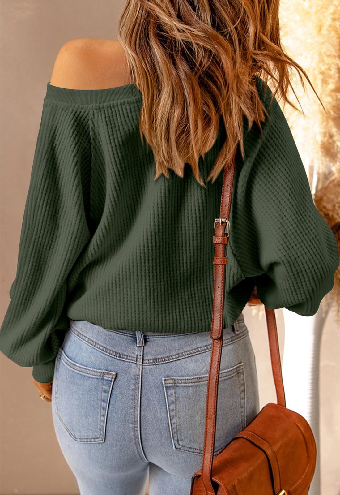 PRETTYGARDEN Women's Long Sleeve Waffle Knit Sweater - Soft Button Down Pullover V-Neck Loose Crop Top for Fall & Winter | Casual Outfits, Layering, Office Wear & Date Nights