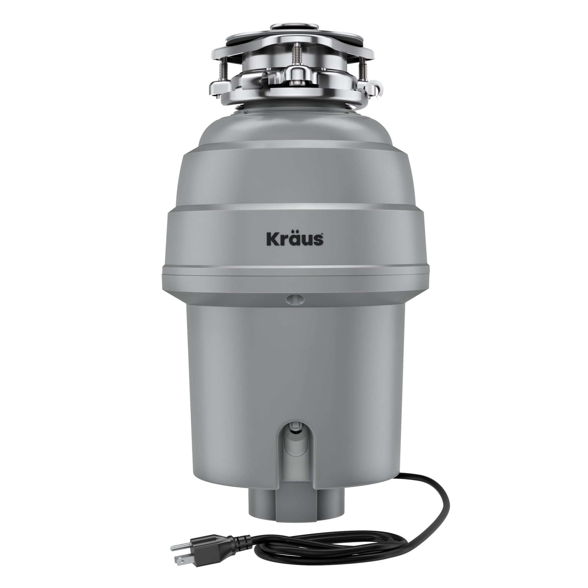 KRAUS WasteGuard 1 HP High-Speed Continuous Feed Garbage Disposal - Ultra-Quiet Motor, Includes Power Cord & Universal Mount (KWD200-100MGR) - Perfect for Kitchen Sink Waste Disposal & Food Scrap Recycling