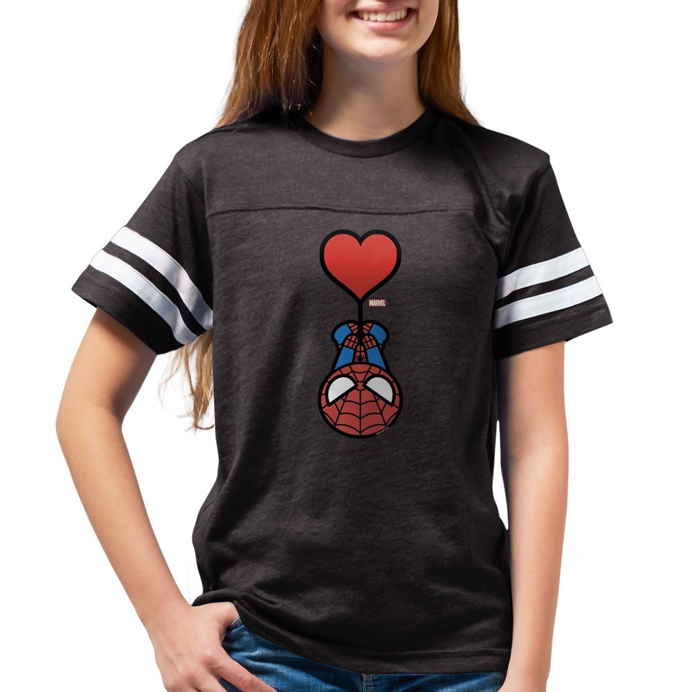 Spider Man Heart Youth Football Jersey - Officially Licensed Marvel Superhero Shirt for Kids & Teens - Perfect for Football Games, Halloween Costumes & Superhero Fan Gifts