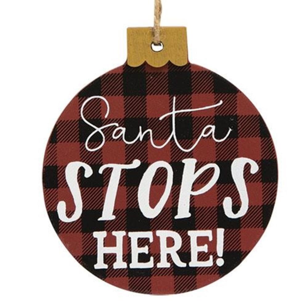 Santa Stops Here Ornament Set of 3 - Christmas Tree Decorations for Home, Office & Holiday Party Decor