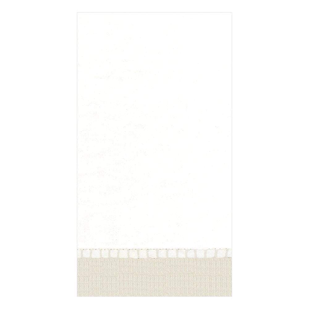 Premium Caspari Linen Border Paper Guest Towels - Natural Color, 48 Count (4 Packs of 12) - Perfect for Weddings, Parties & Upscale Events