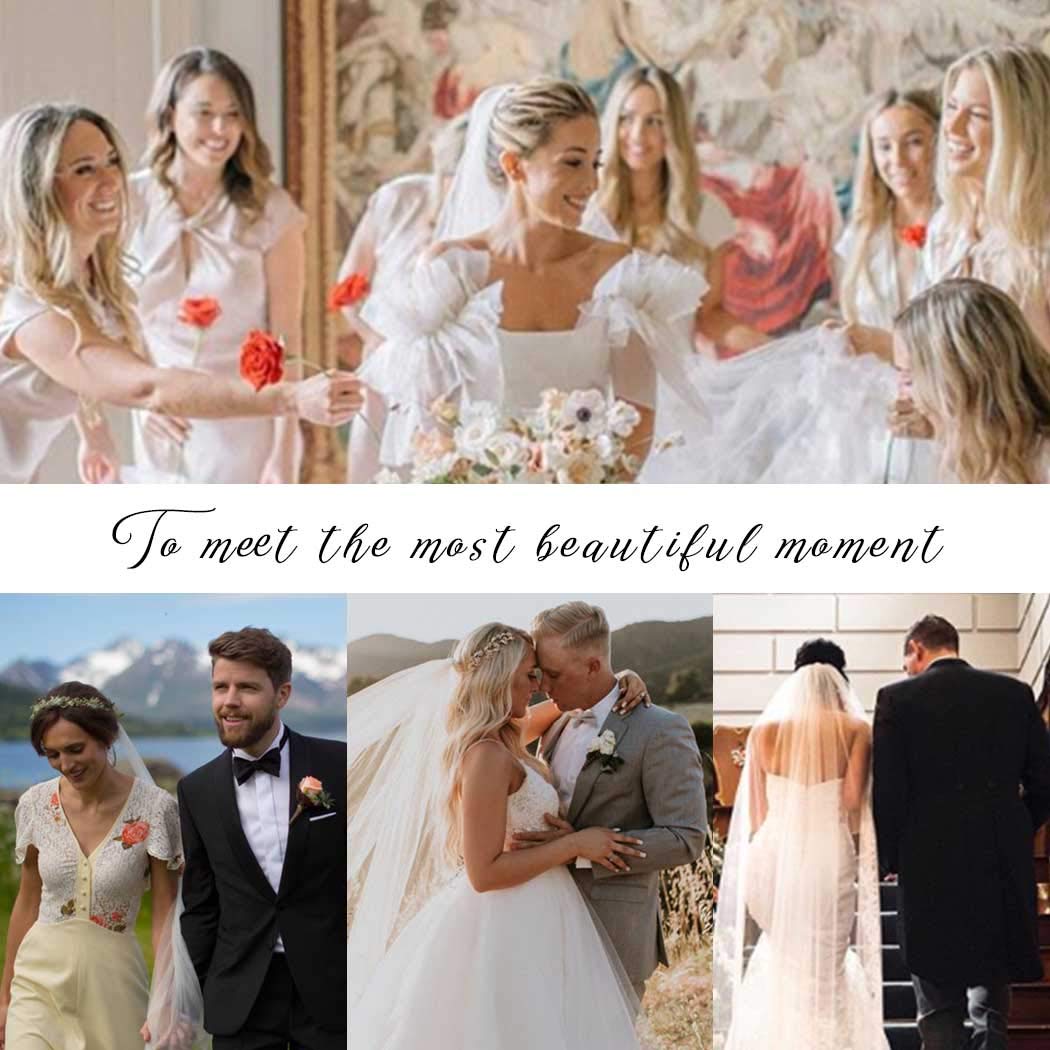 Unsutuo 1 Tier Glitter Wedding Veil - Sparkling Bridal Veil for Women & Girls - White Elbow Length Bachelorette Party Veil - Perfect for Bridal Showers, Weddings & Photo Shoots