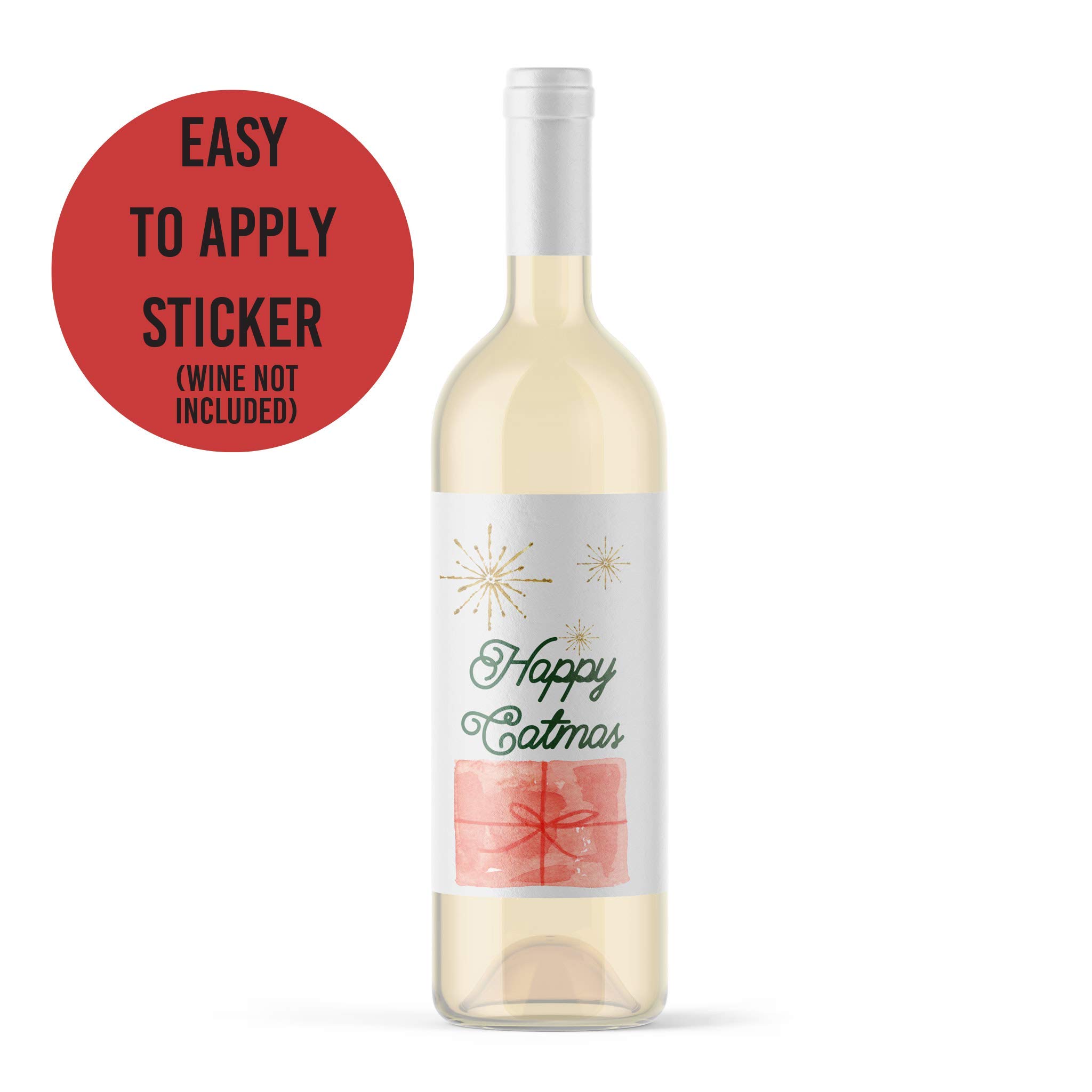 Funny Cat Christmas Card & Wine Label - Cat Lover Gift for Holiday Parties