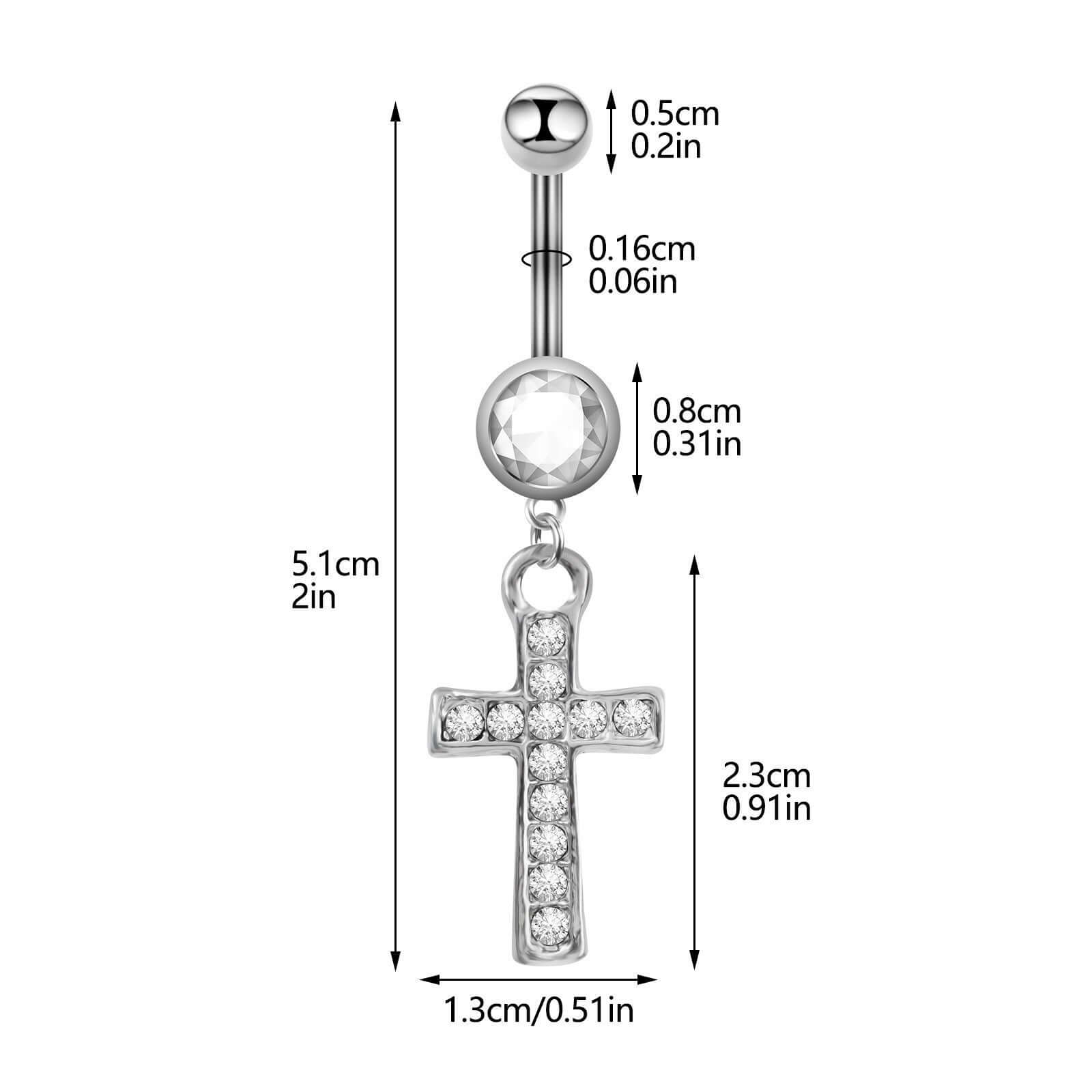 Silver Cross Dangle Belly Button Rings for Women | Surgical Steel Navel Piercing Jewelry | Trendy Gothic Body Jewelry for Parties & Everyday Wear