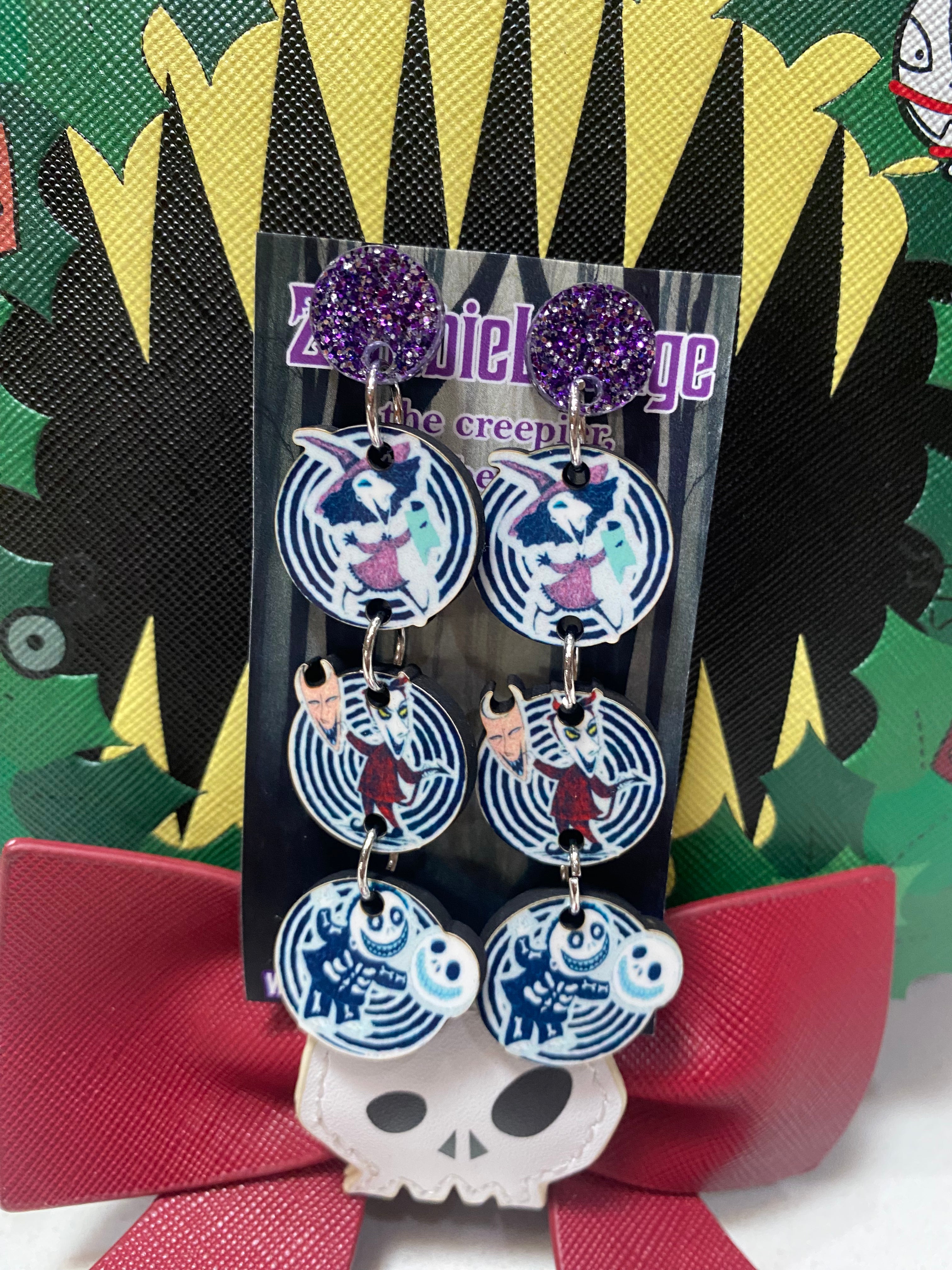 Lock Shock and Barrel Earrings - Disney Nightmare Before Christmas Inspired Jewelry for Women | Perfect for Halloween, Christmas, and Cosplay Costume Accessories