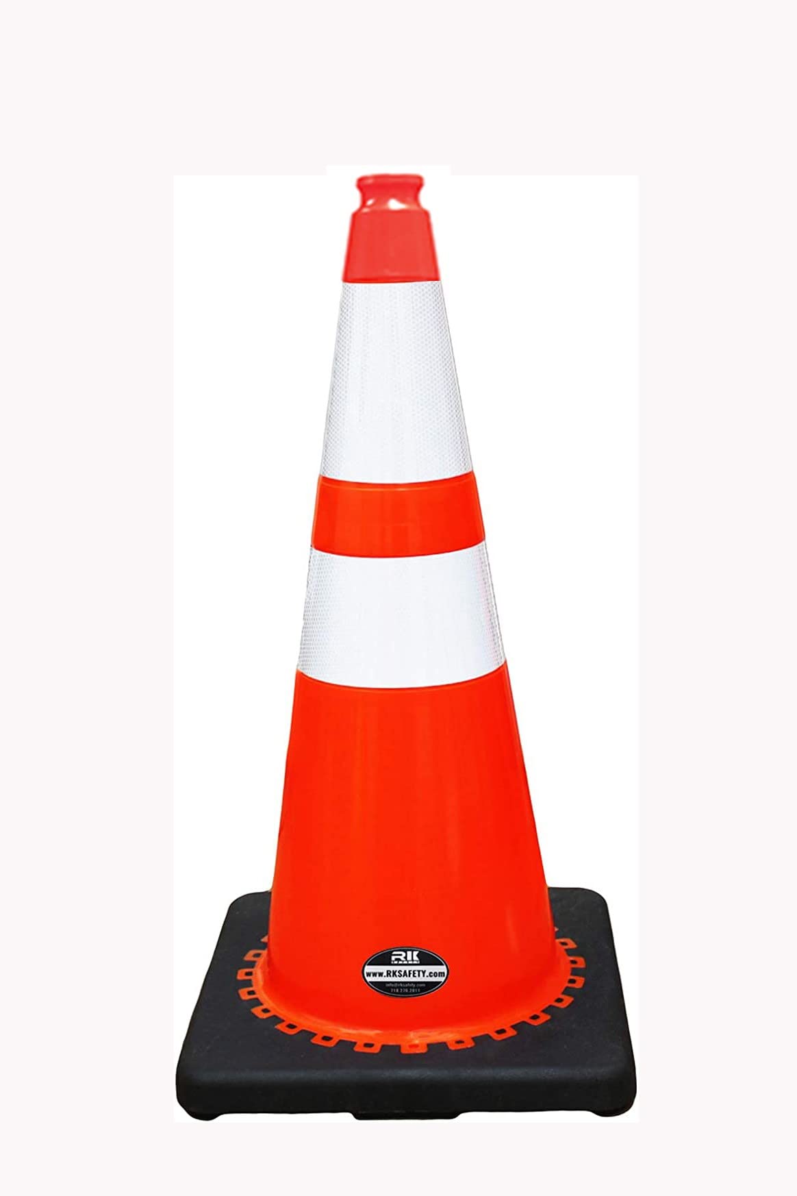 RK Safety Traffic Cones (Set of 8) - 28 Inch Orange PVC Cones with 6
