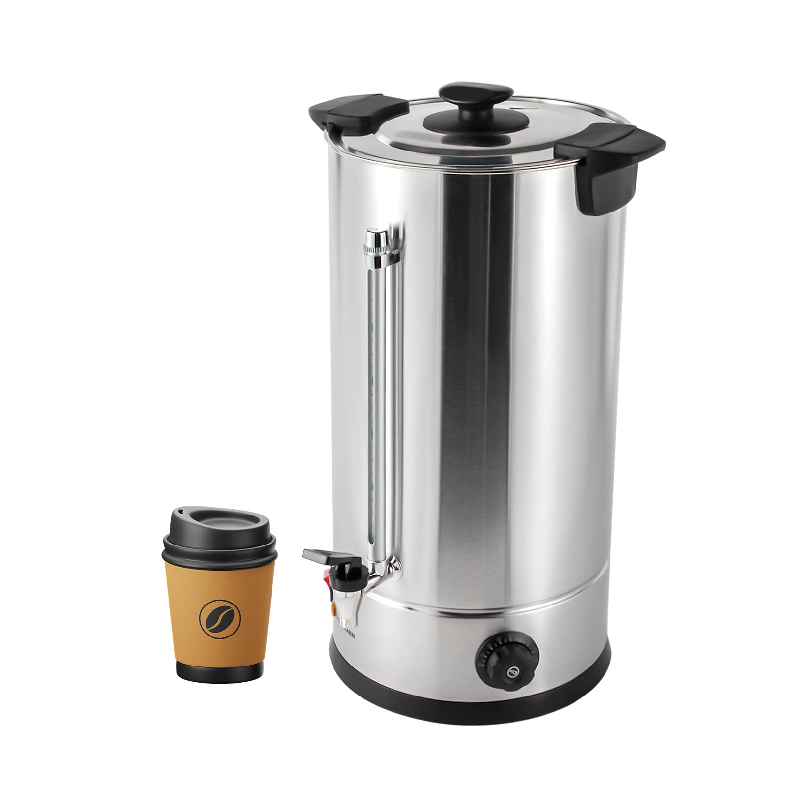 25L/6.6gal Commercial Electric Tea Urn Coffee Maker - 1.4kW Automatic Hot Water Boiler & Percolator - Large Capacity Coffee Pot & Electric Kettle for Cafes, Home, Office, Parties - Perfect for Catering, Events & Bulk Beverage Serving