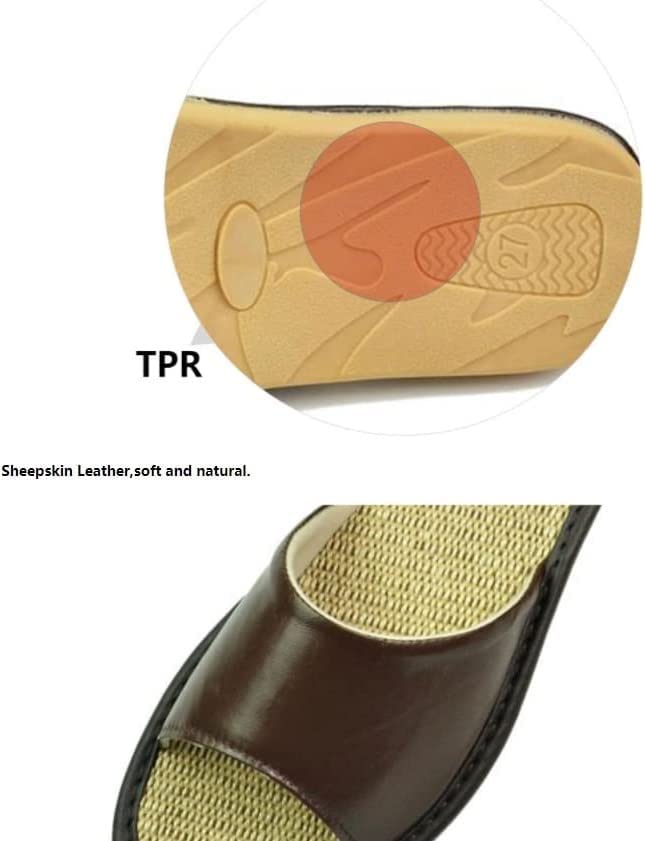 Soft Leather Slippers for Men & Women - Comfortable Indoor House Shoes with Non-Slip Sole - Cozy Couple Slippers in Red (Size 35-36) - Perfect for Home, Spa & Relaxation