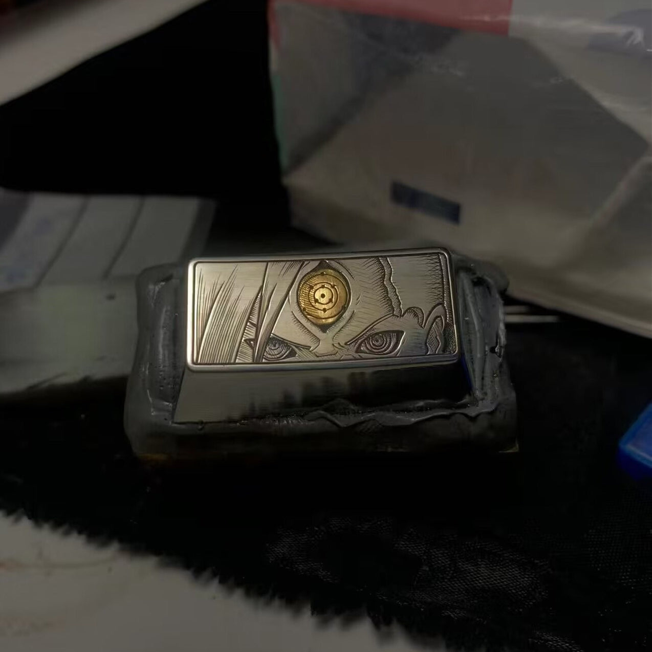 Naruto, Rikudo Sennin, Uchiha Madara Handmade Titanium Alloy Carving Keycaps - Gold Inlaid Artistic 2U Back Key for Mechanical Keyboards - Perfect for Anime Fans & Custom Keyboard Enthusiasts