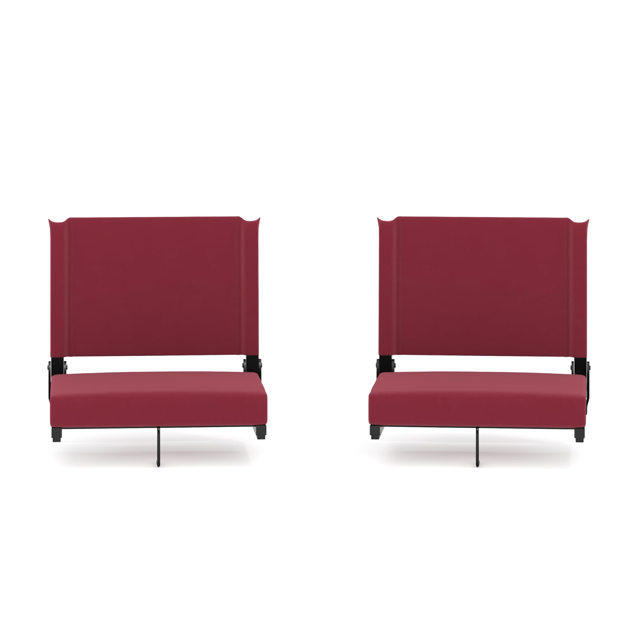 Flash Furniture Grandstand Portable Stadium Seats - Foldable Padded Bleacher Chairs with Carry Handle, 2-Pack (500 lb Capacity, Maroon) - Perfect for Outdoor Sports, Concerts, Picnics & Camping