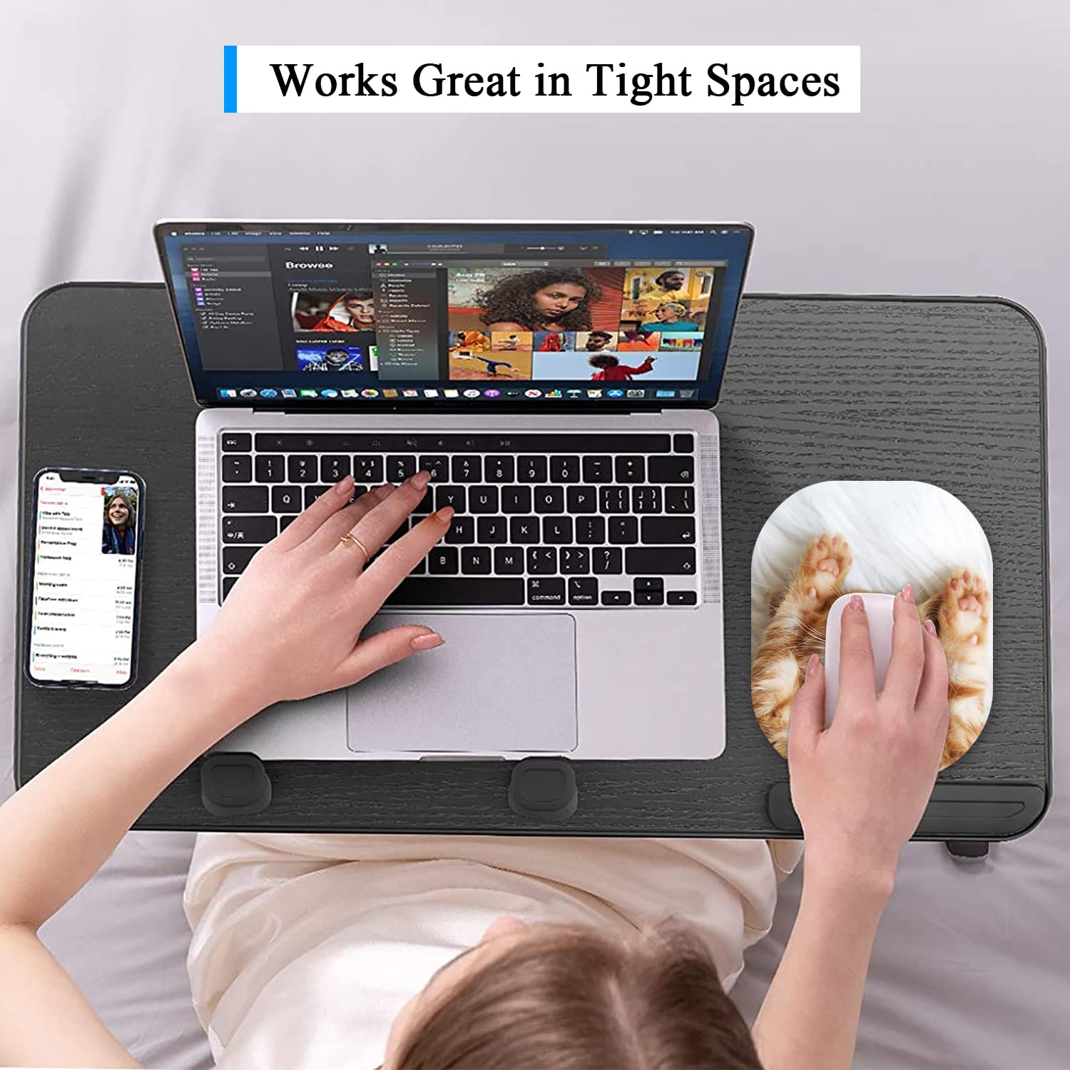 6 x 7 Inch Small Oval Mouse Pad - Non-Slip Rubber Base, Waterproof Compact Mouse Mat for Laptop & Wireless Mouse - Perfect for Home Office, Gaming & Travel - Cute Cat Design