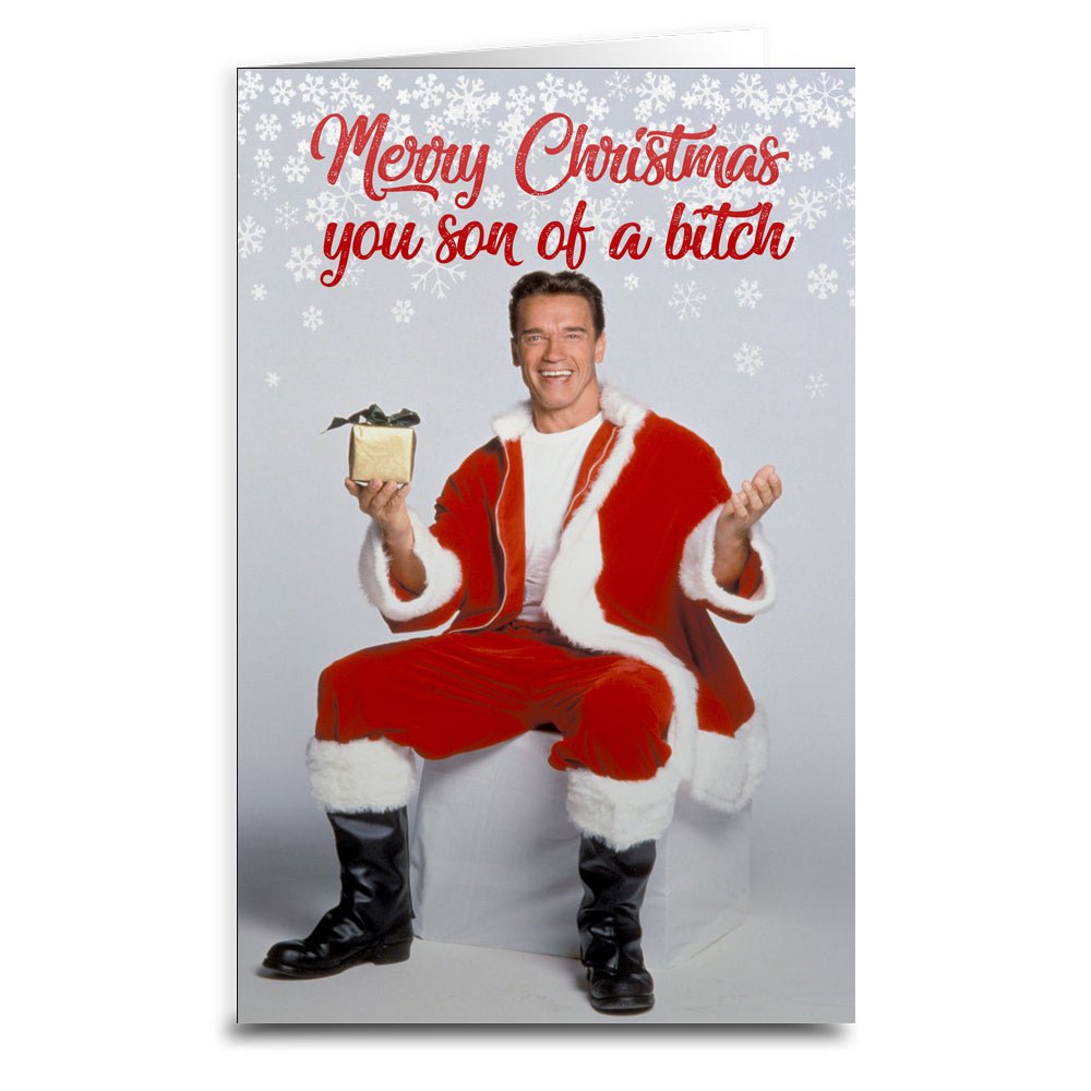 Arnold Schwarzenegger Christmas Greeting Card - Funny Holiday Card for Friends & Family - Perfect for Office Parties & Secret Santa Gifts