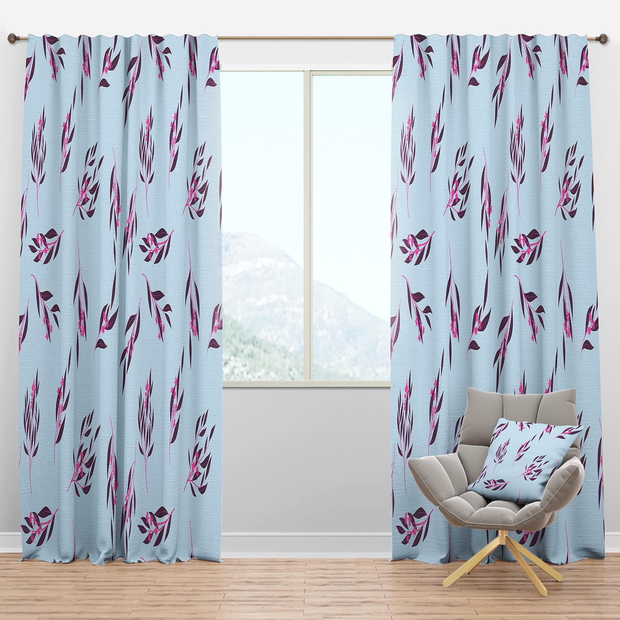 DesignQ Blackout Curtains - Thermal Insulated Eucalyptus Floral Pattern Window Drapes for Bedroom & Living Room (52x90, Single Panel) - Perfect for Light Blocking, Energy Saving & Home Decor