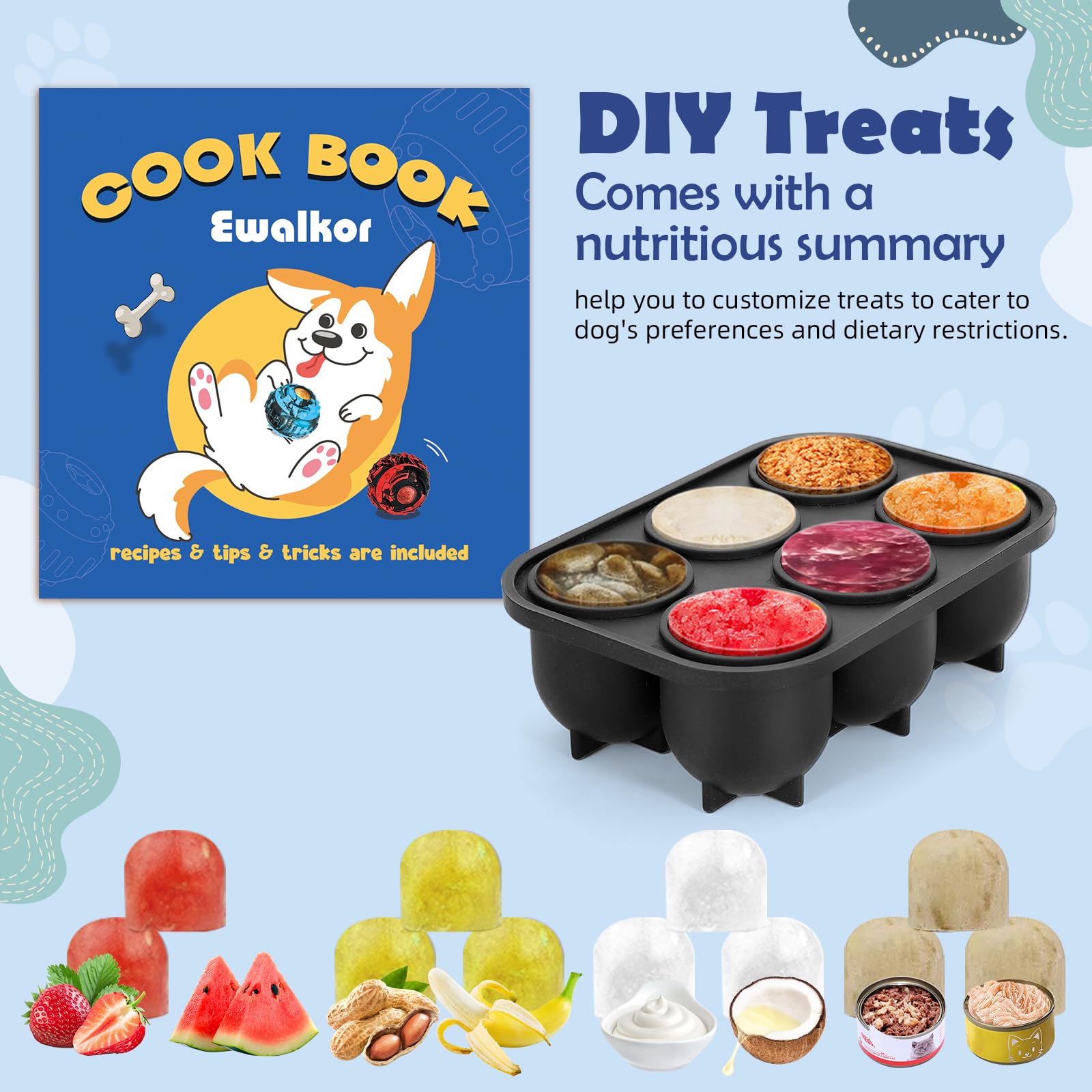 4-in-1 Interactive Dog Toys - Frozen Treat Puzzle Ball, Durable Rubber Chew & Fillable Treat Dispenser for Mental Stimulation | DIY Freezable Chew Toy for Boredom Relief & Dental Health | Perfect for Indoor Play, Training Rewards & Anxiety Relief