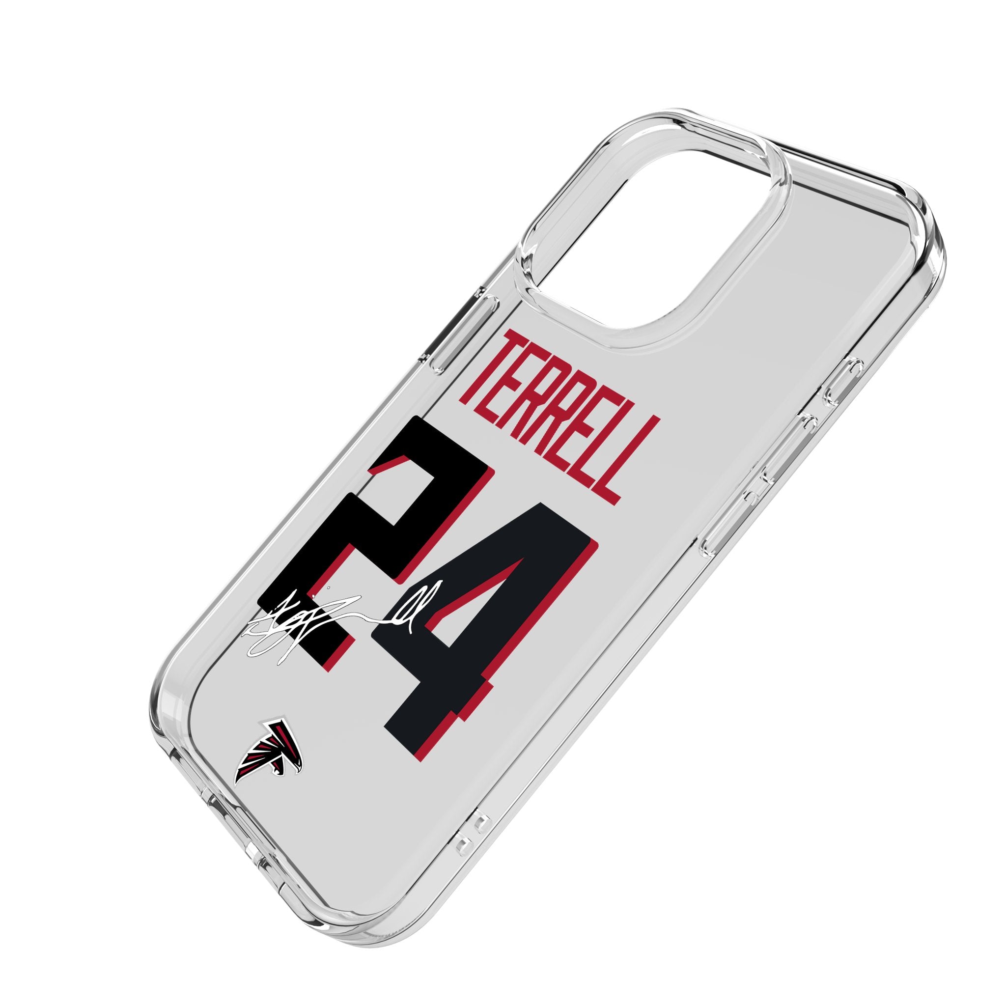 A.J. Terrell Atlanta Falcons 24 Game Tactical Clear Phone Case for iPhone 14/13/12/11 Pro Max - Durable Protective Cover for Football Fans & Sports Enthusiasts - Perfect for Game Day, Tailgating, and Showing Team Spirit