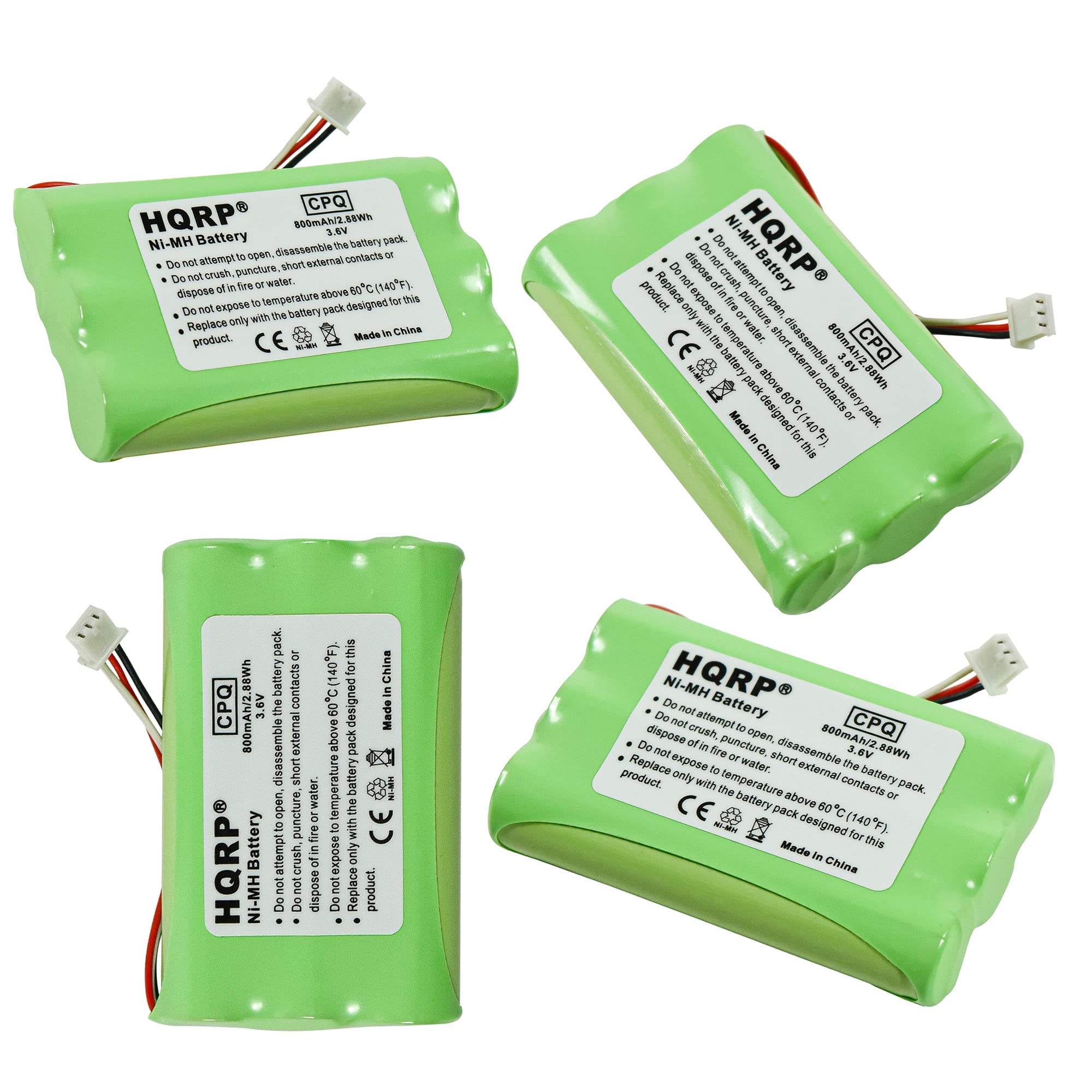 HQRP 4-Pack Replacement Batteries for Plantronics CT11 CT12 Cordless Headset Phone - Compatible with 63421-01 & 64376-01 Models - Long-Lasting Power for Office & Call Center Headsets